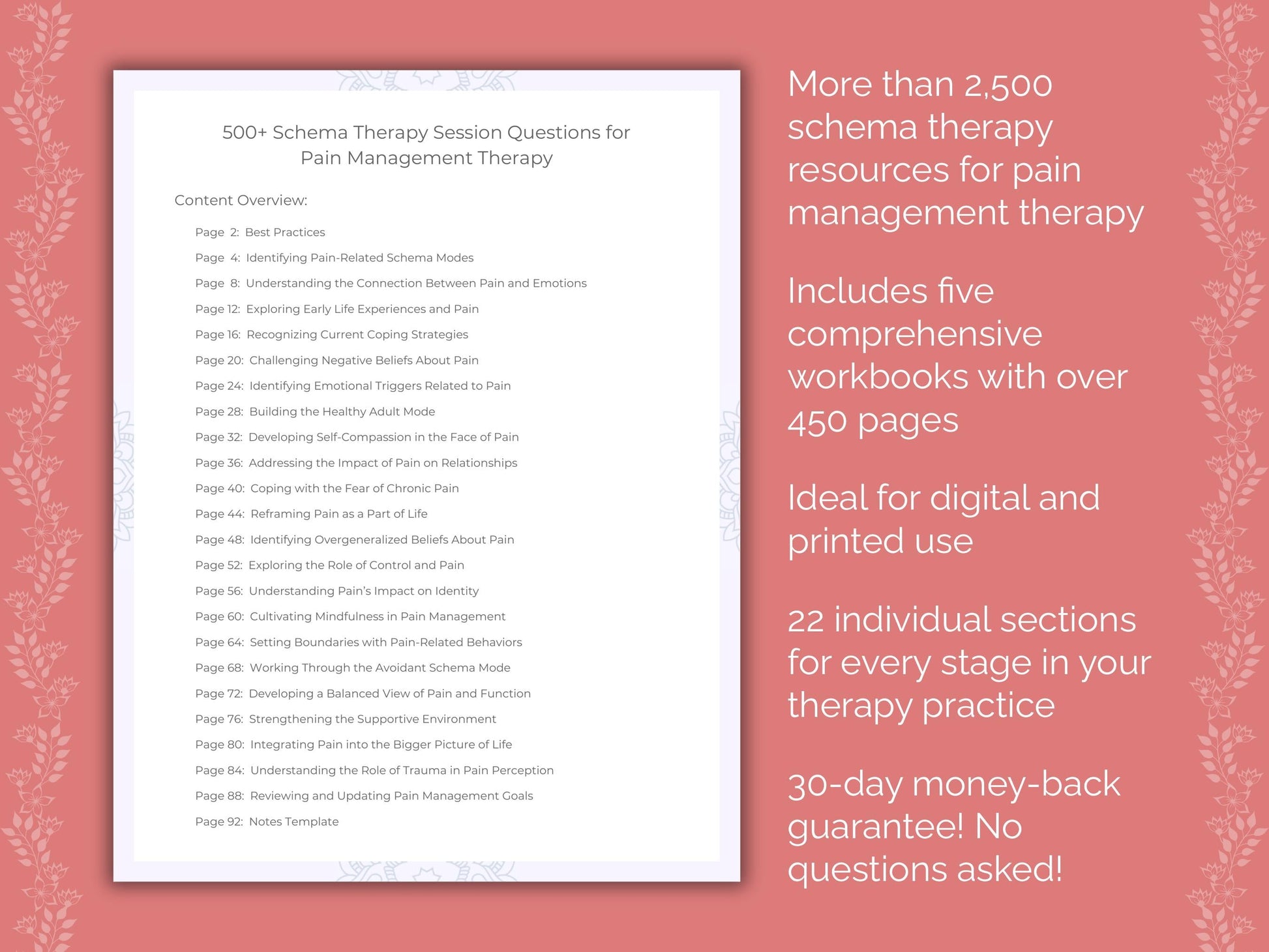 Pain Management Schema Therapy Therapist Worksheets