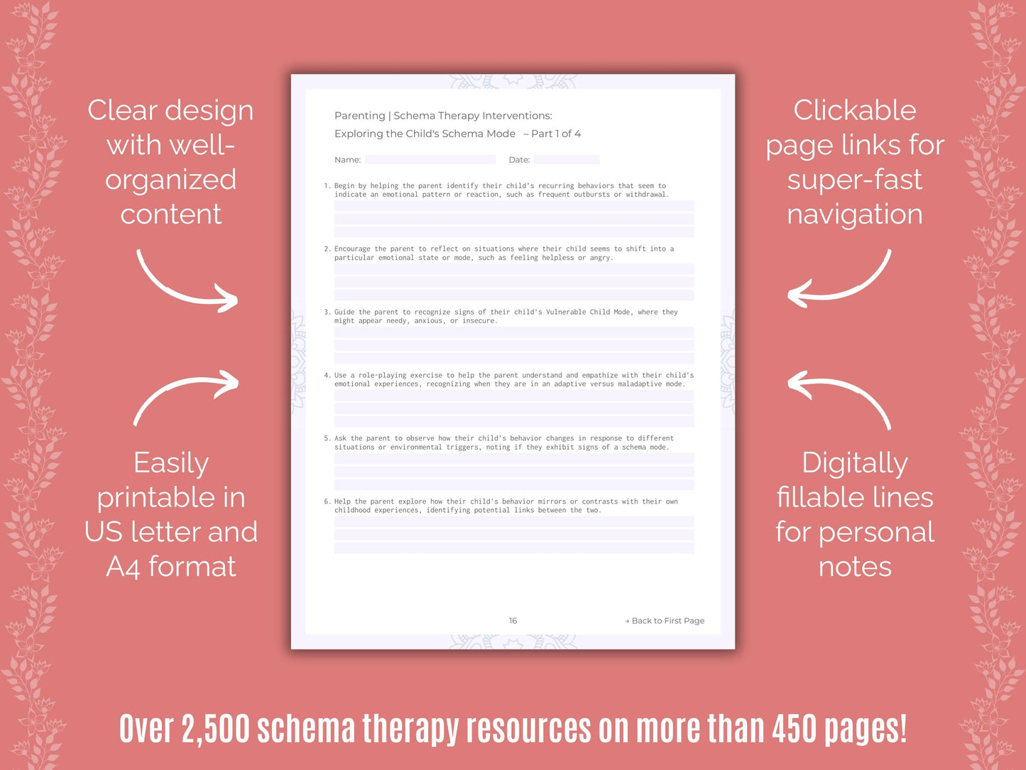 Parenting Schema Therapy Counseling Templates