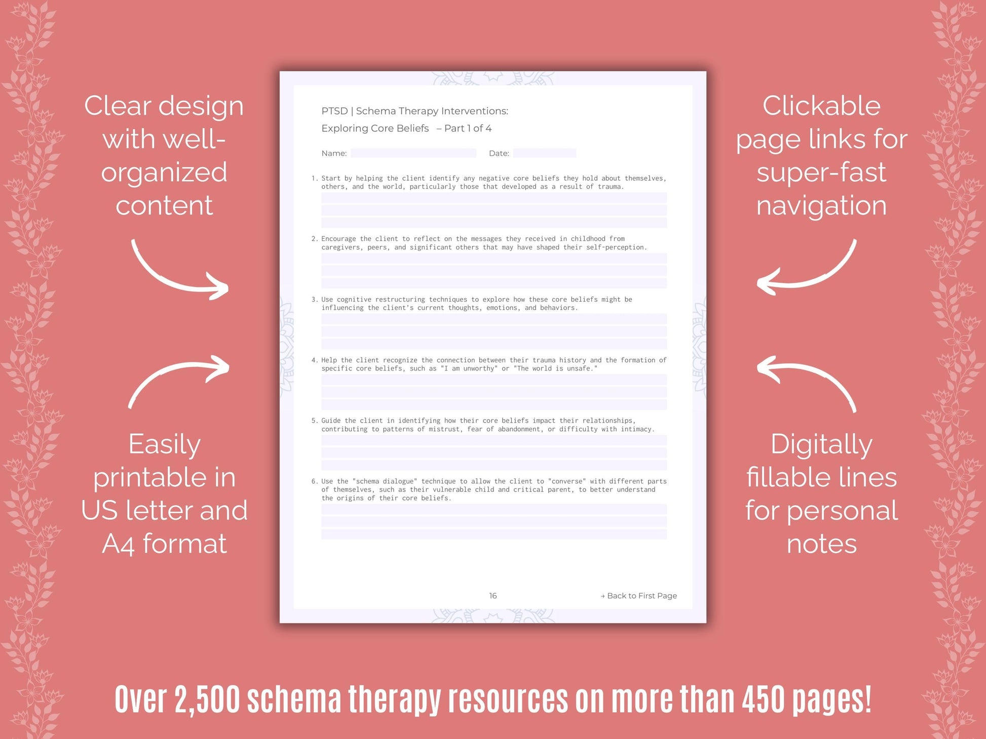 Post-Traumatic Stress Disorder (PTSD) Schema Therapy Counseling Templates