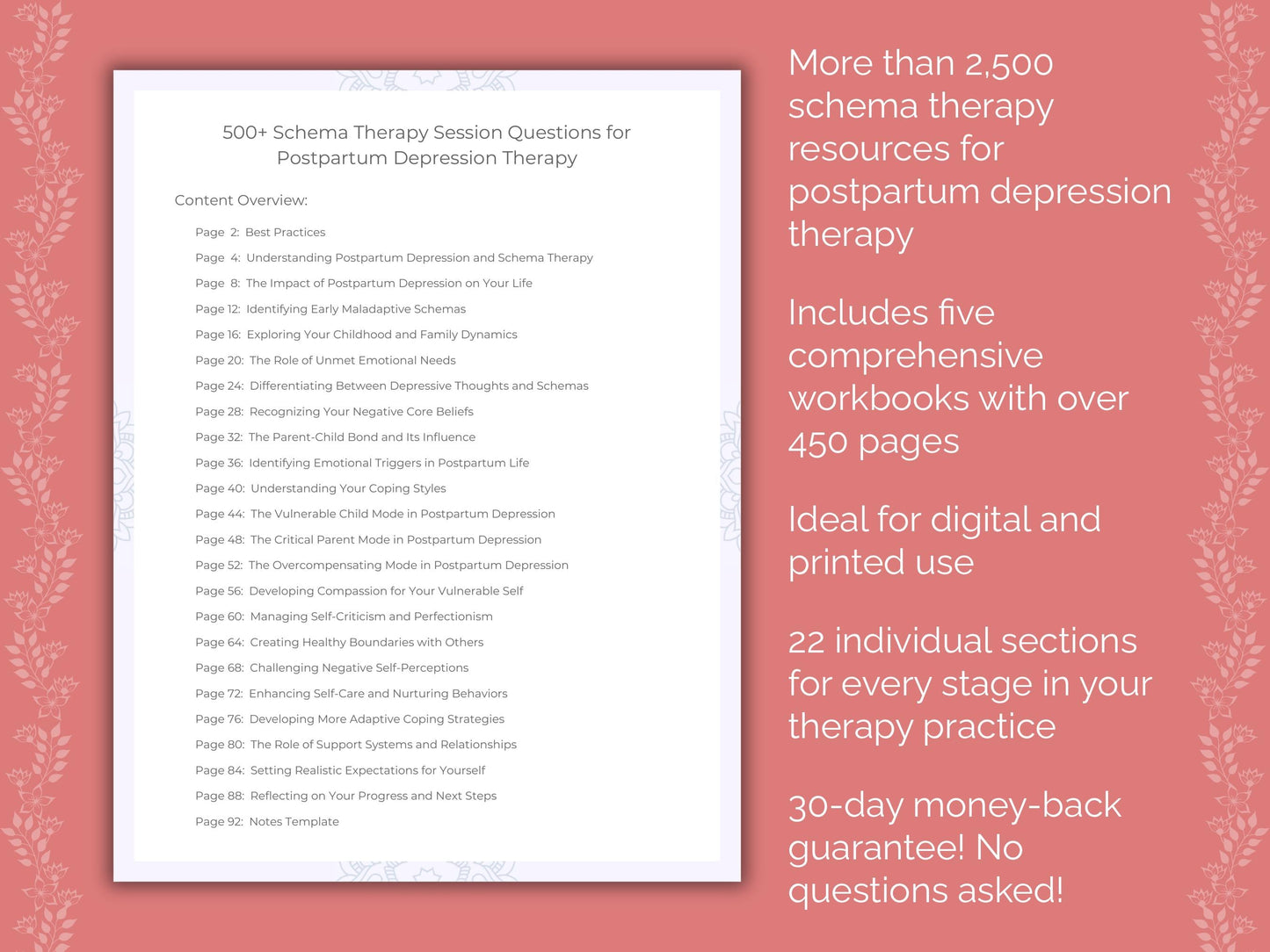 Postpartum Depression Schema Therapy Therapist Worksheets