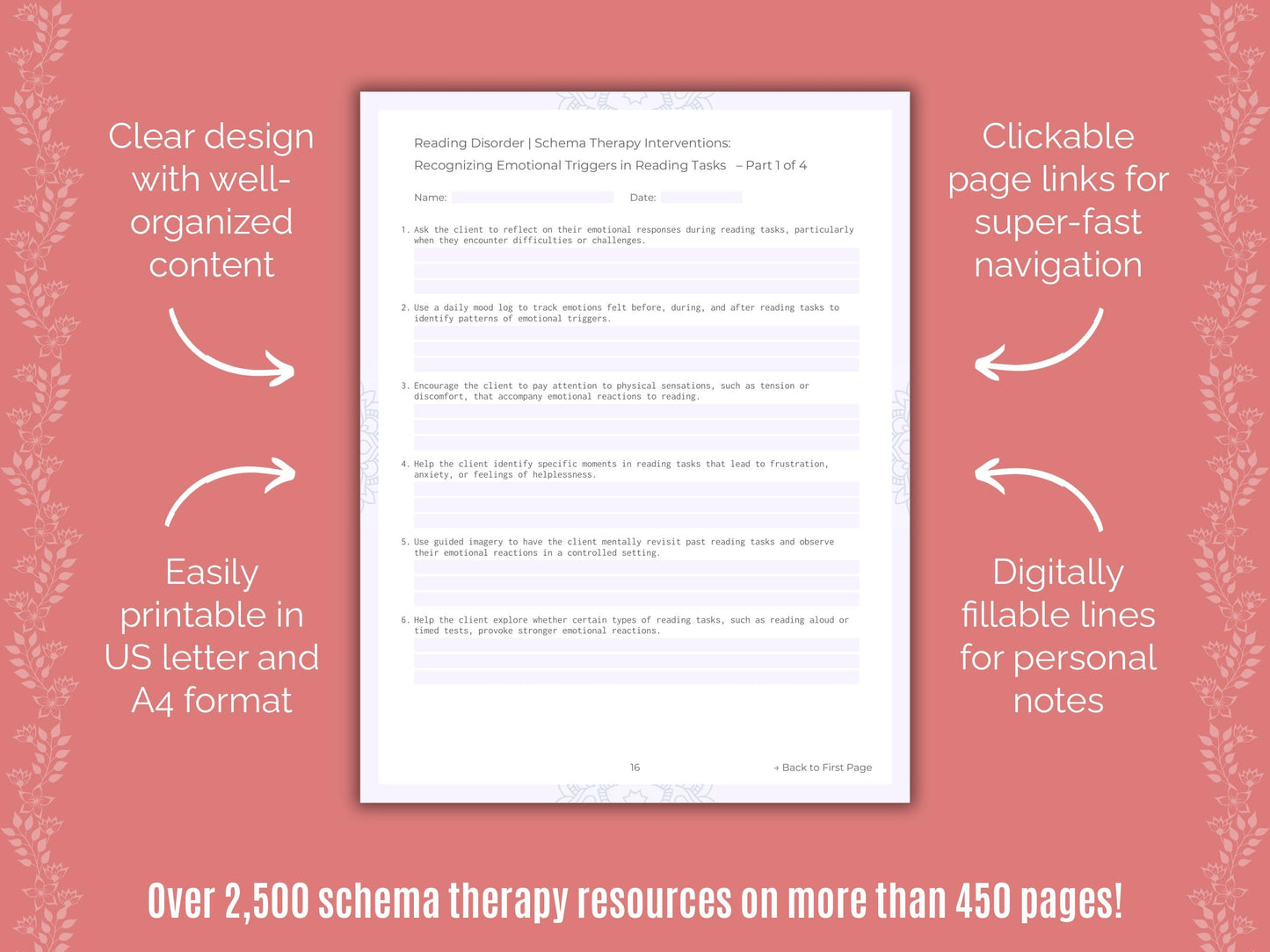 Reading Disorder Schema Therapy Counseling Templates