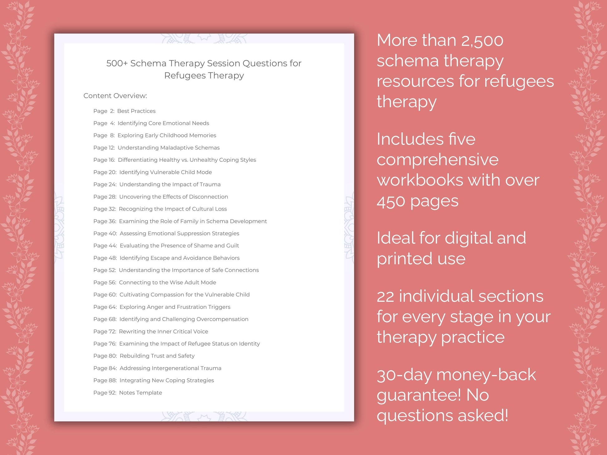 Refugees Schema Therapy Therapist Worksheets