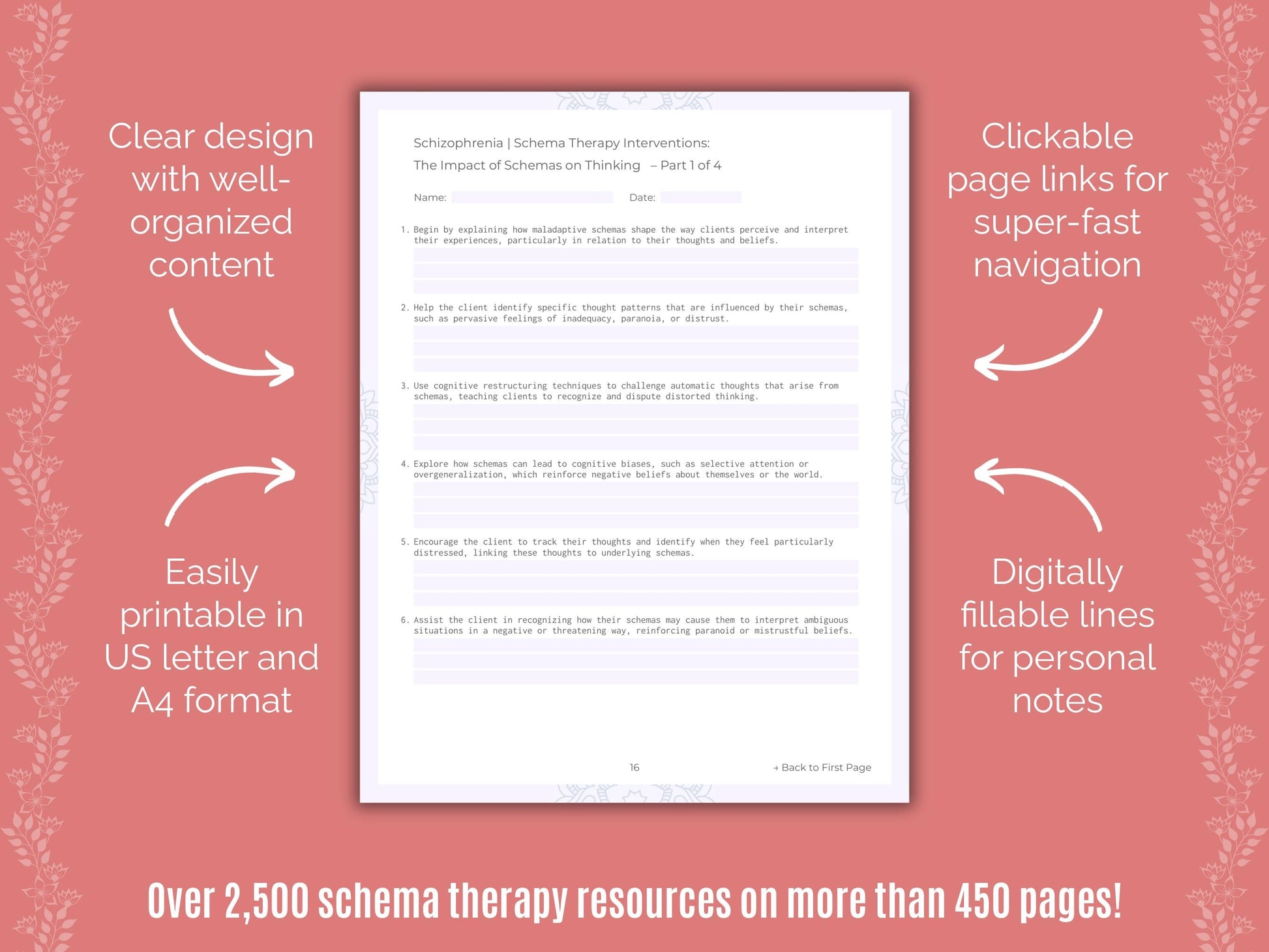 Schizophrenia Schema Therapy Counseling Templates