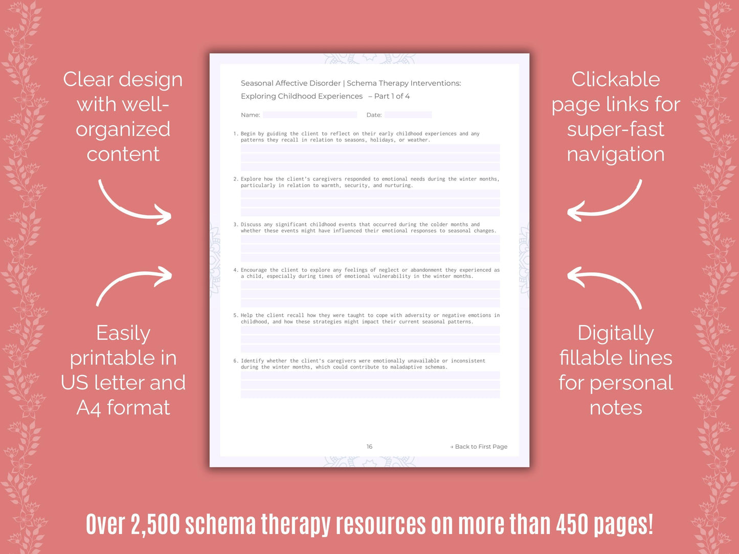 Seasonal Affective Disorder Schema Therapy Counseling Templates