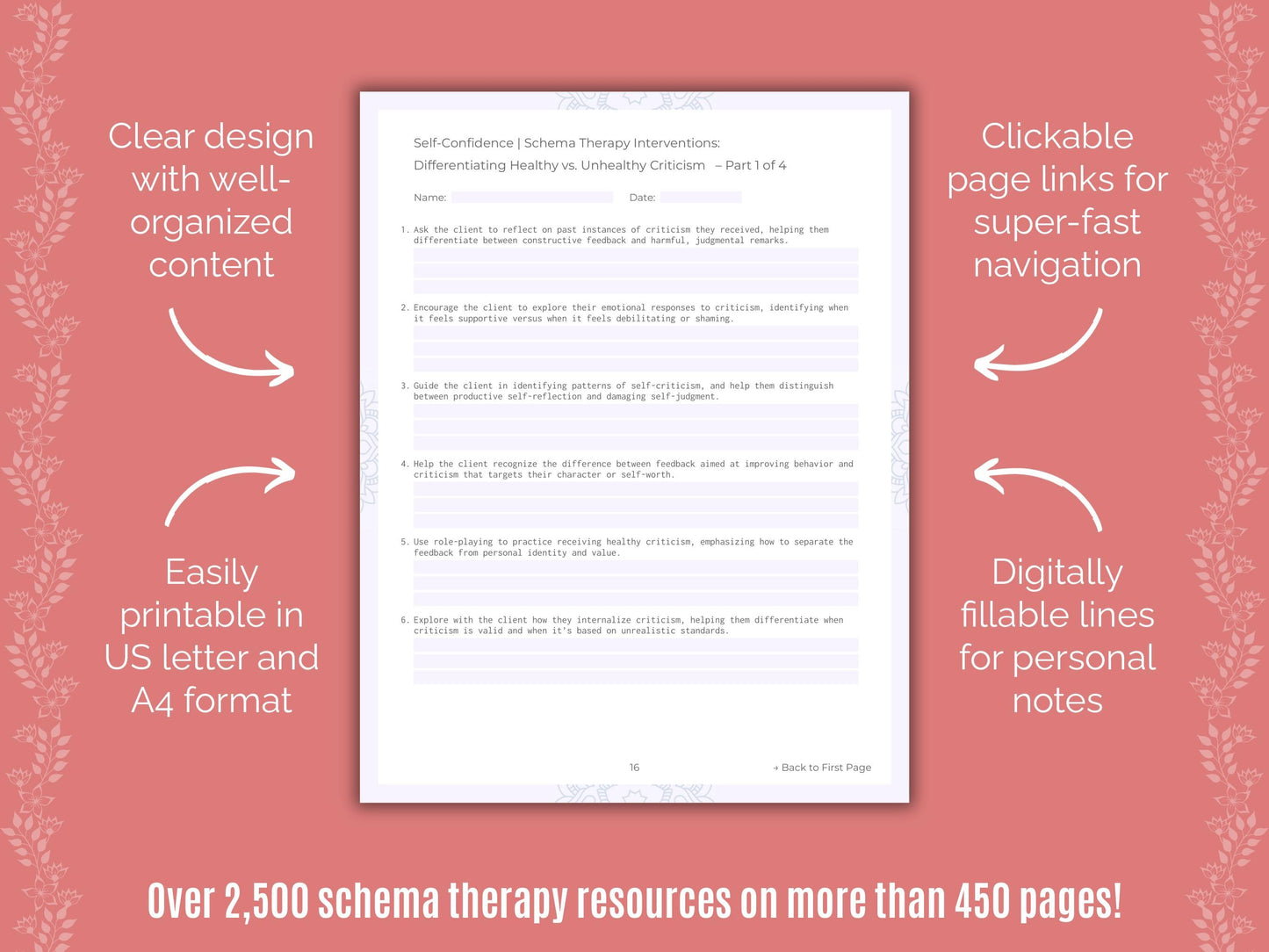 Self-Confidence Schema Therapy Counseling Templates