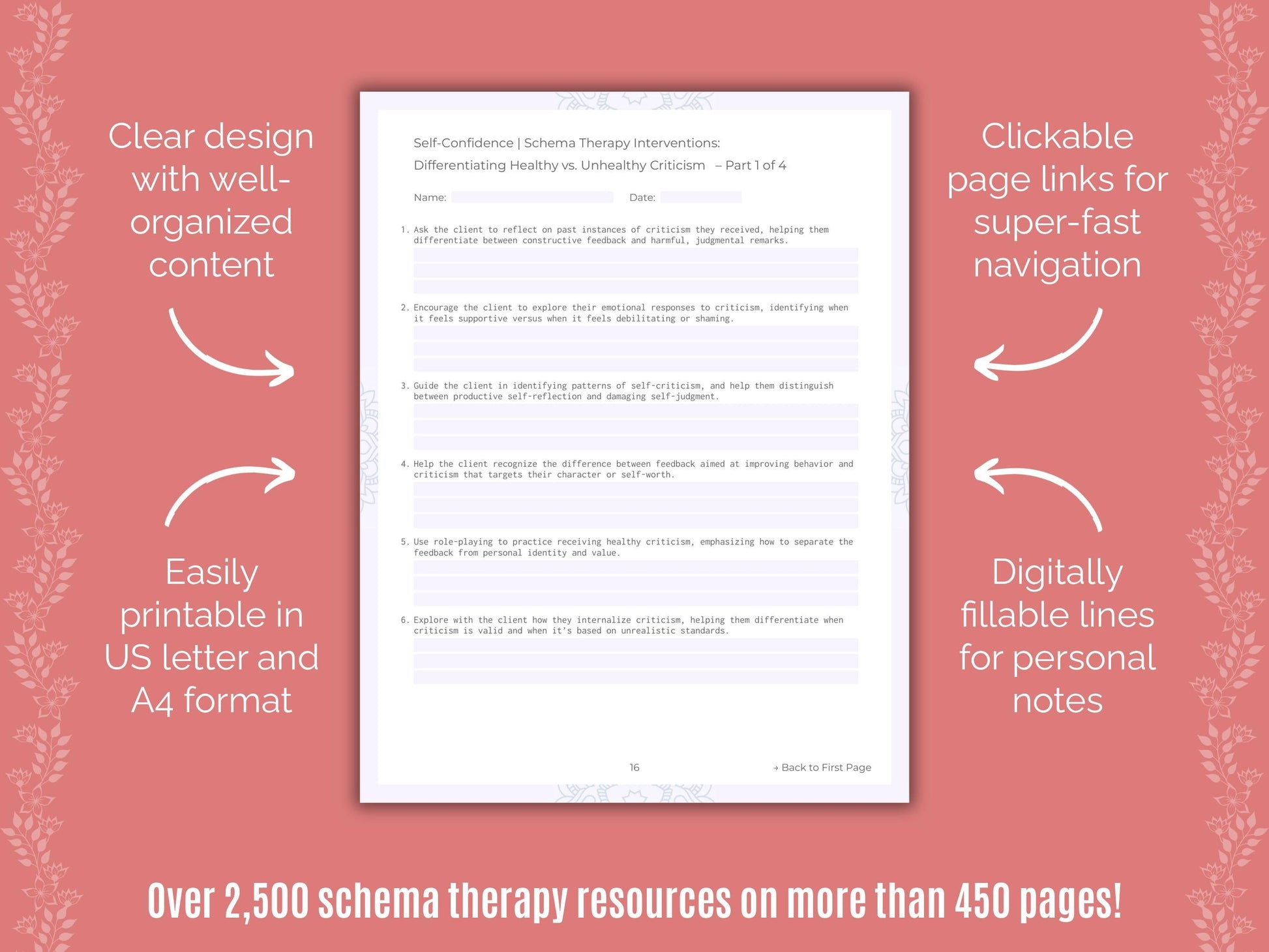 Self-Confidence Schema Therapy Counseling Templates