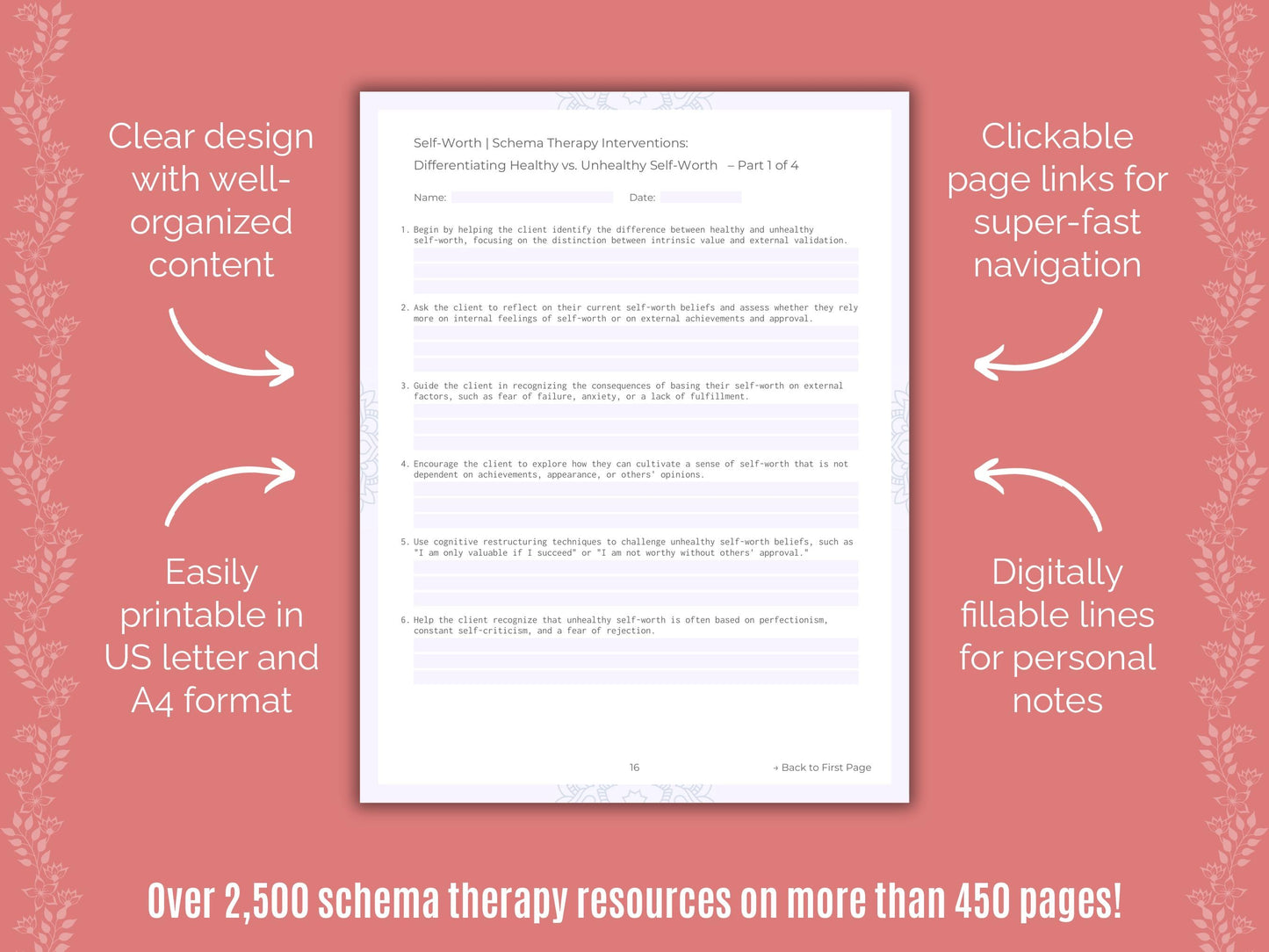 Self-Worth Schema Therapy Counseling Templates