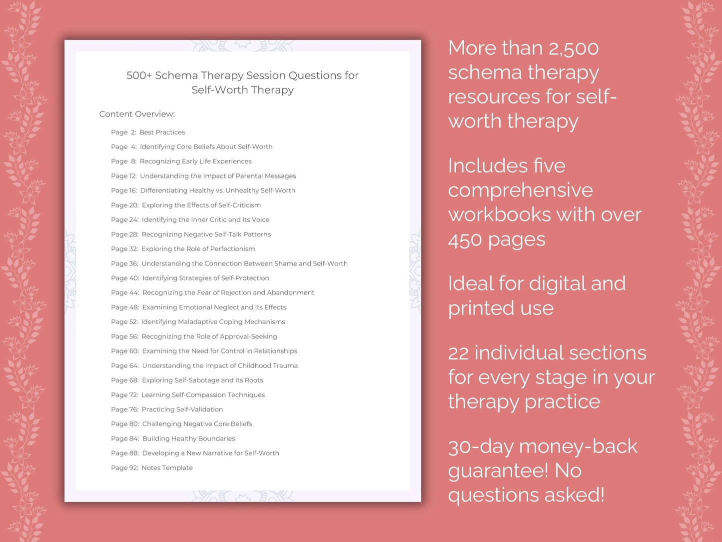 Self-Worth Schema Therapy Therapist Worksheets