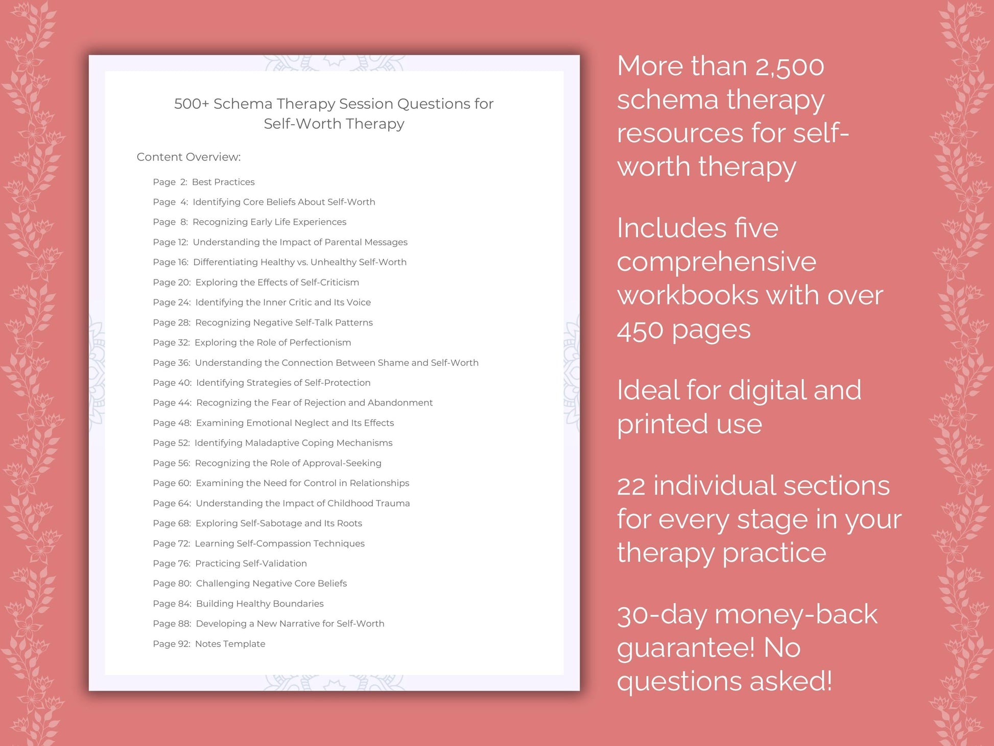 Self-Worth Schema Therapy Therapist Worksheets