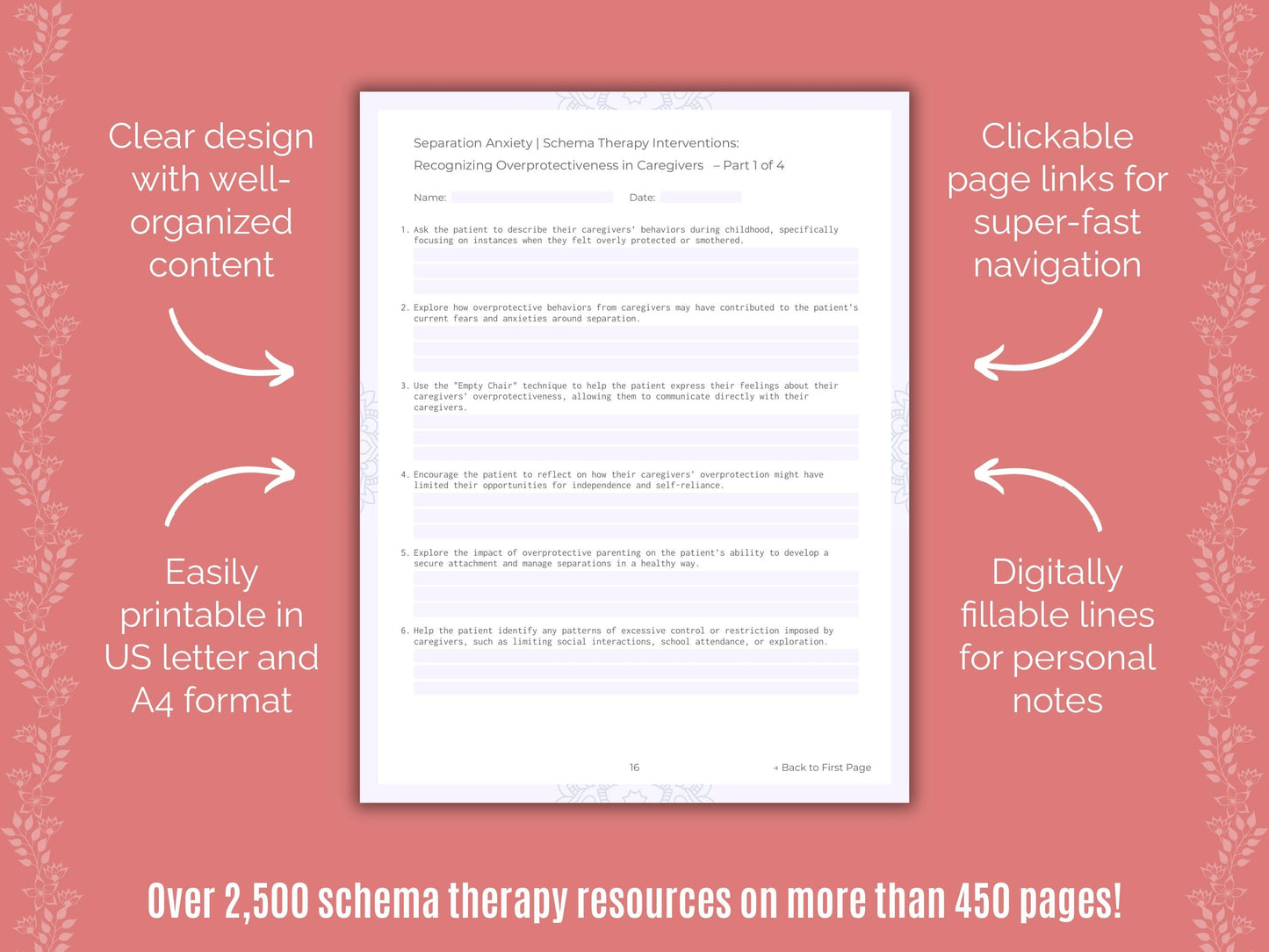 Separation Anxiety Schema Therapy Counseling Templates