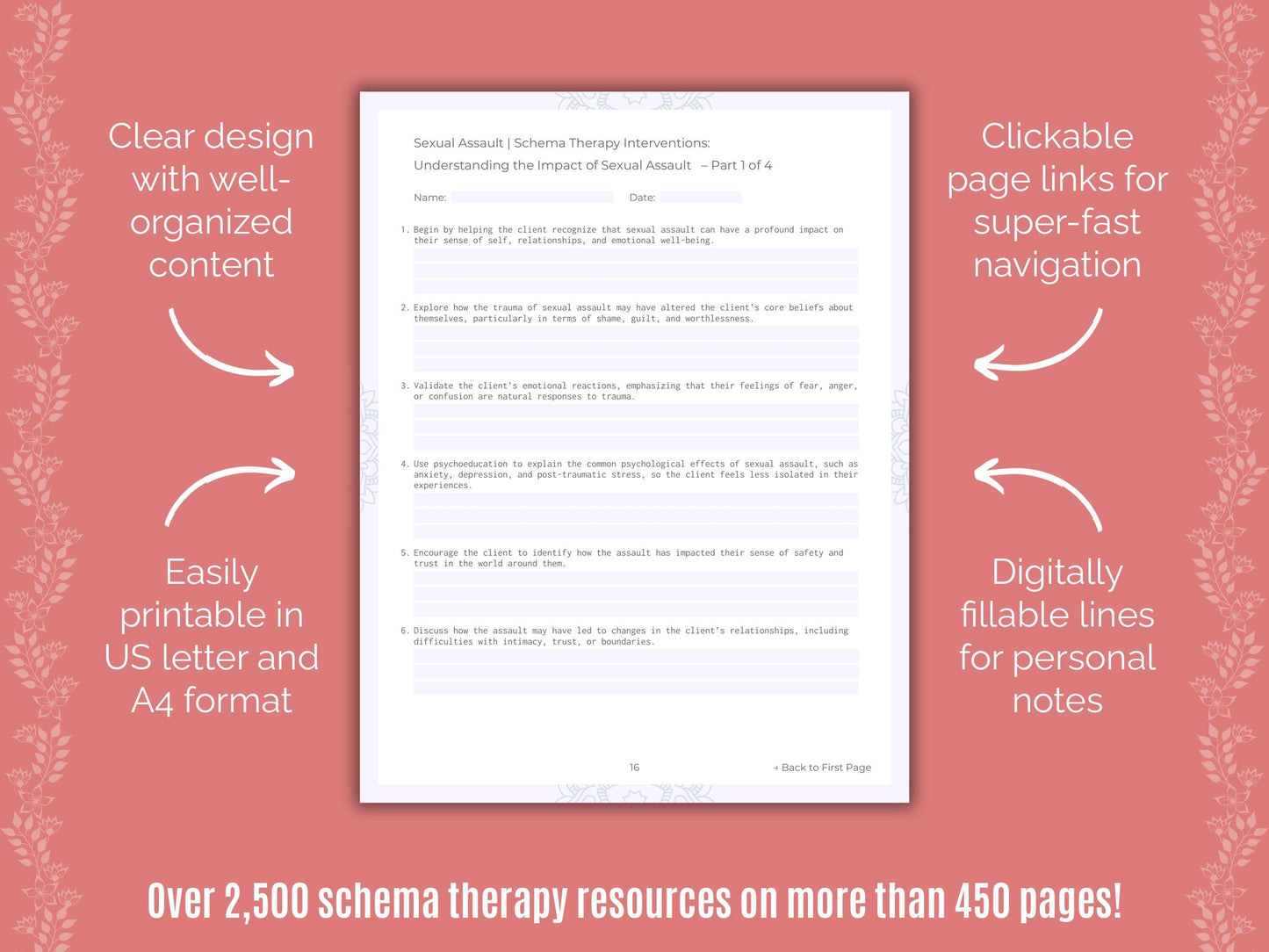 Sexual Assault Schema Therapy Counseling Templates