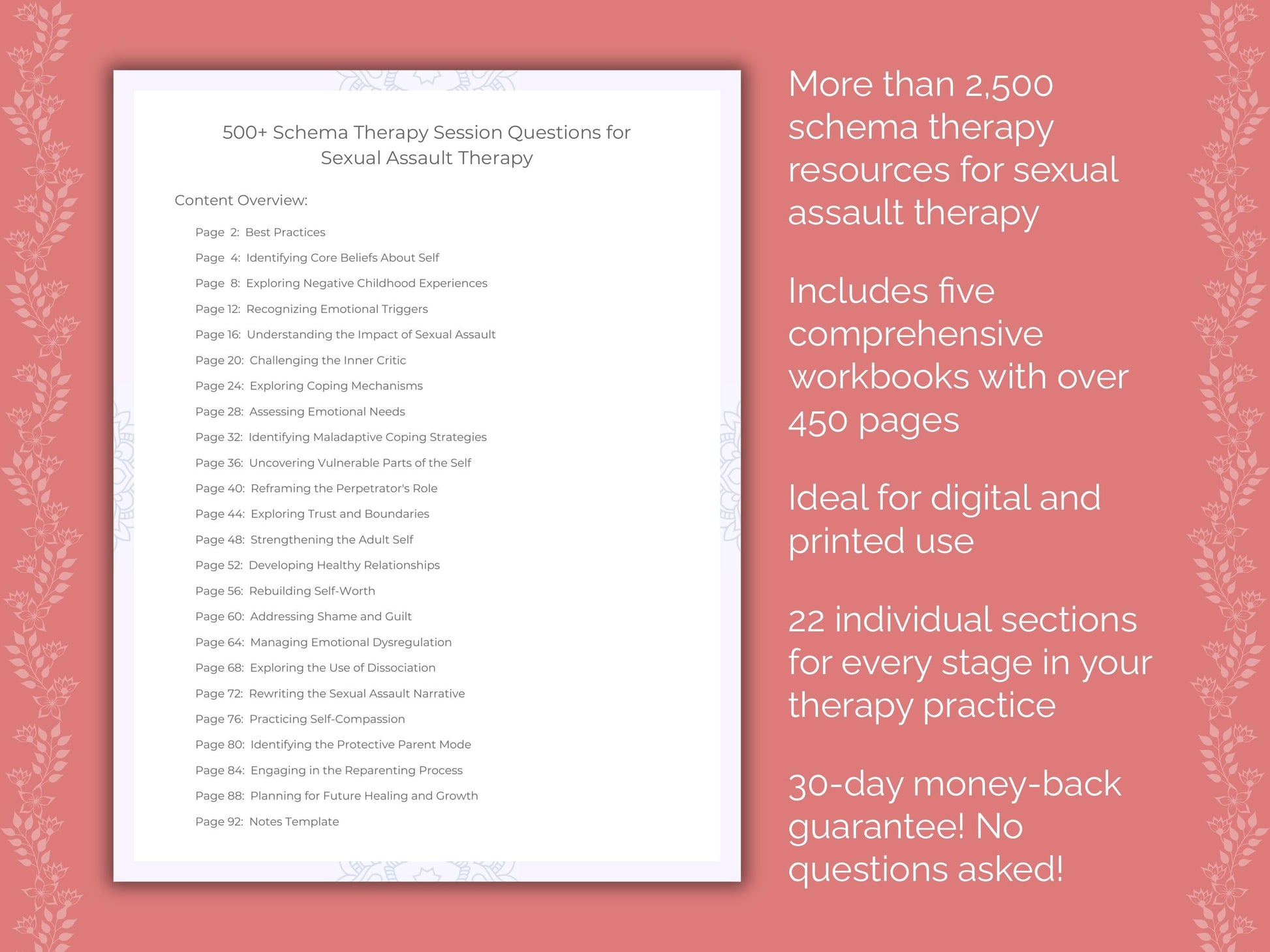 Sexual Assault Schema Therapy Therapist Worksheets