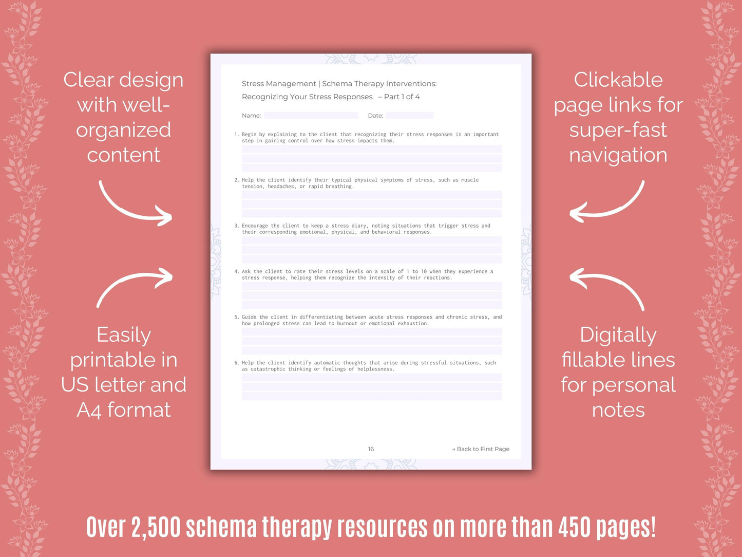 Stress Management Schema Therapy Counseling Templates