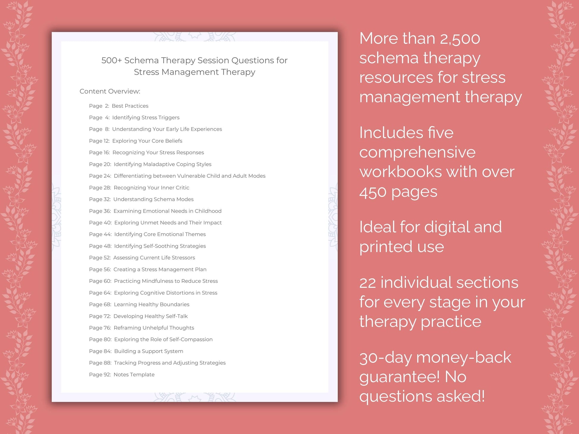 Stress Management Schema Therapy Therapist Worksheets