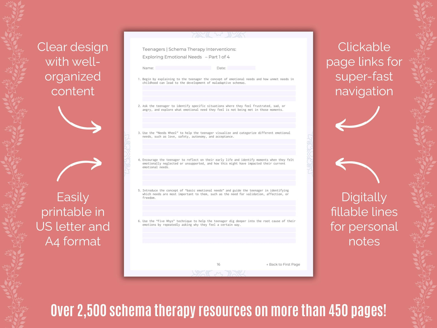 Teenagers Schema Therapy Counseling Templates