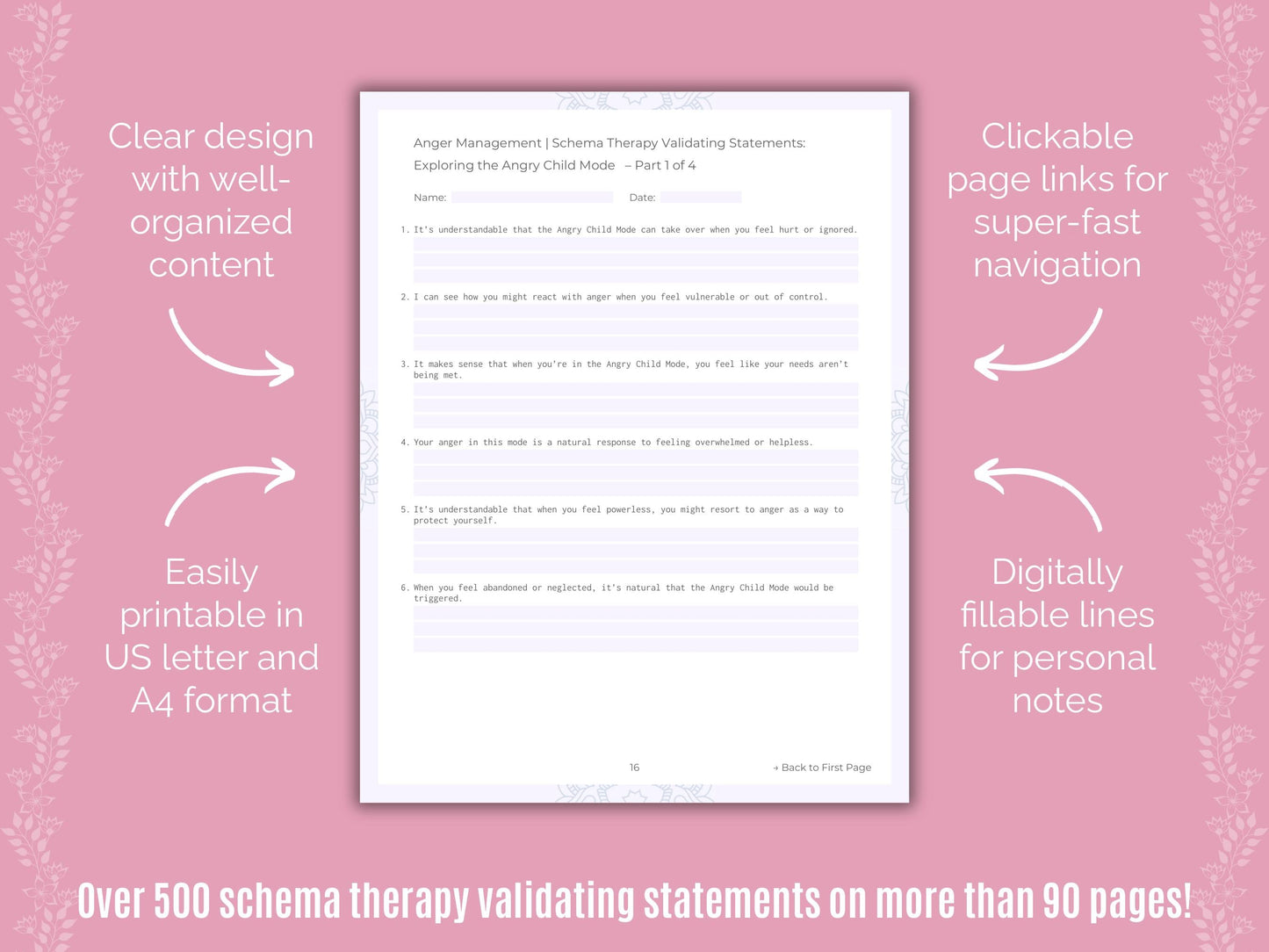 Anger Management Schema Therapy Counseling Templates