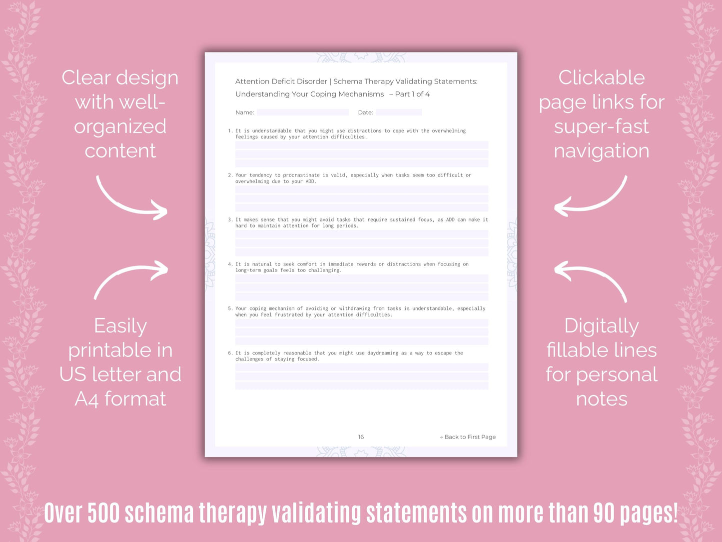 Attention Deficit Disorder (ADD) Schema Therapy Counseling Templates