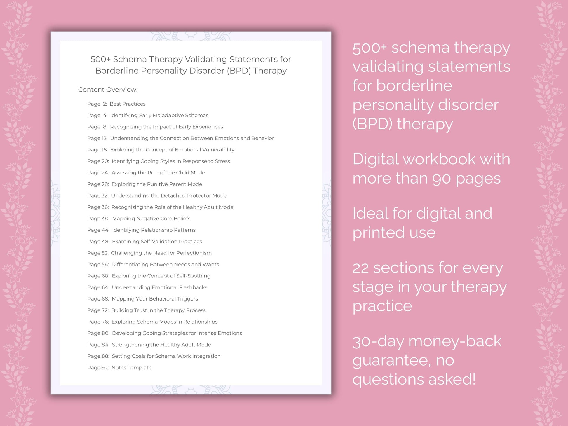 Borderline Personality Disorder (BPD) Schema Therapy Therapist Worksheets