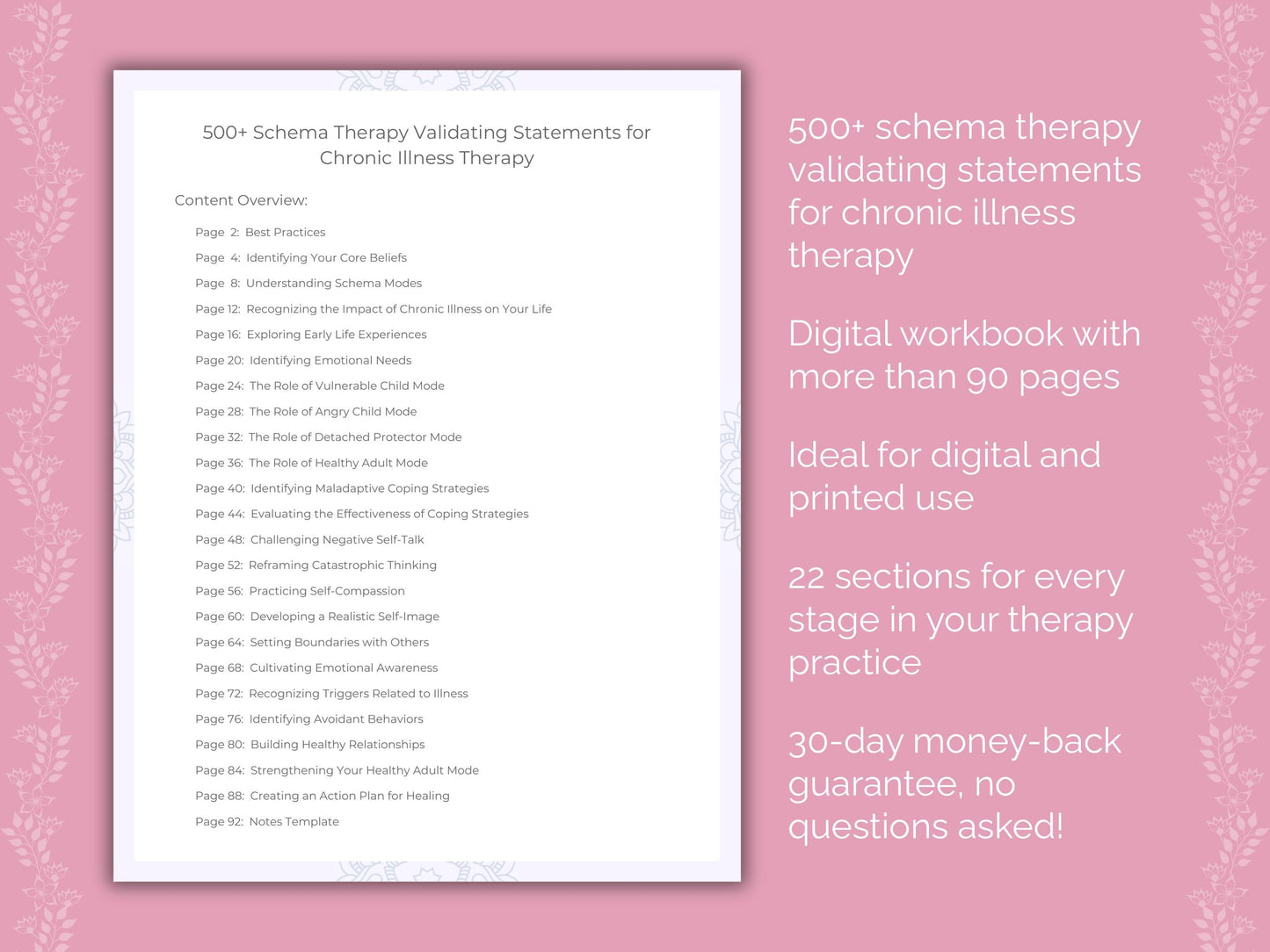 Chronic Illness Schema Therapy Therapist Worksheets
