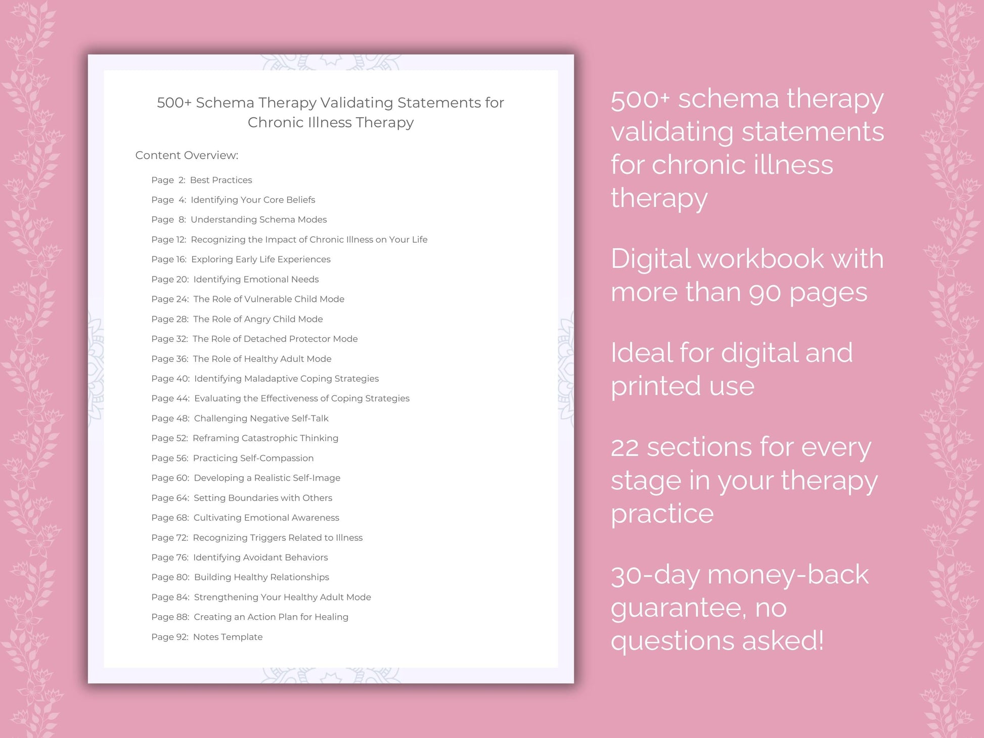 Chronic Illness Schema Therapy Therapist Worksheets