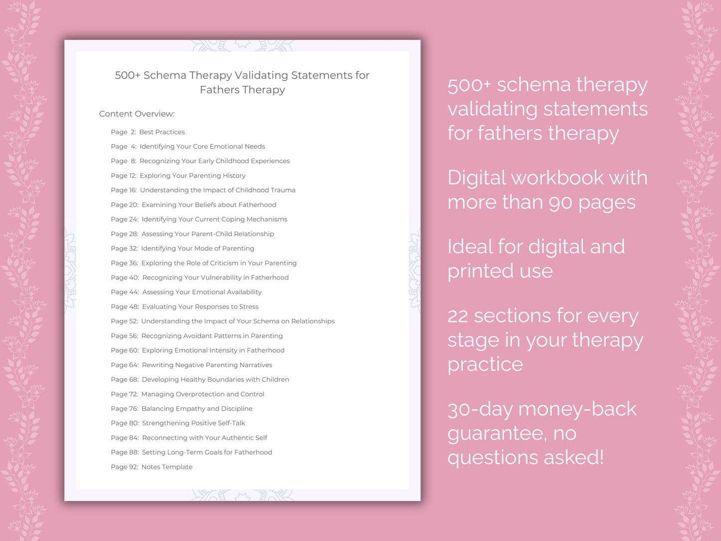 Fathers Schema Therapy Therapist Worksheets