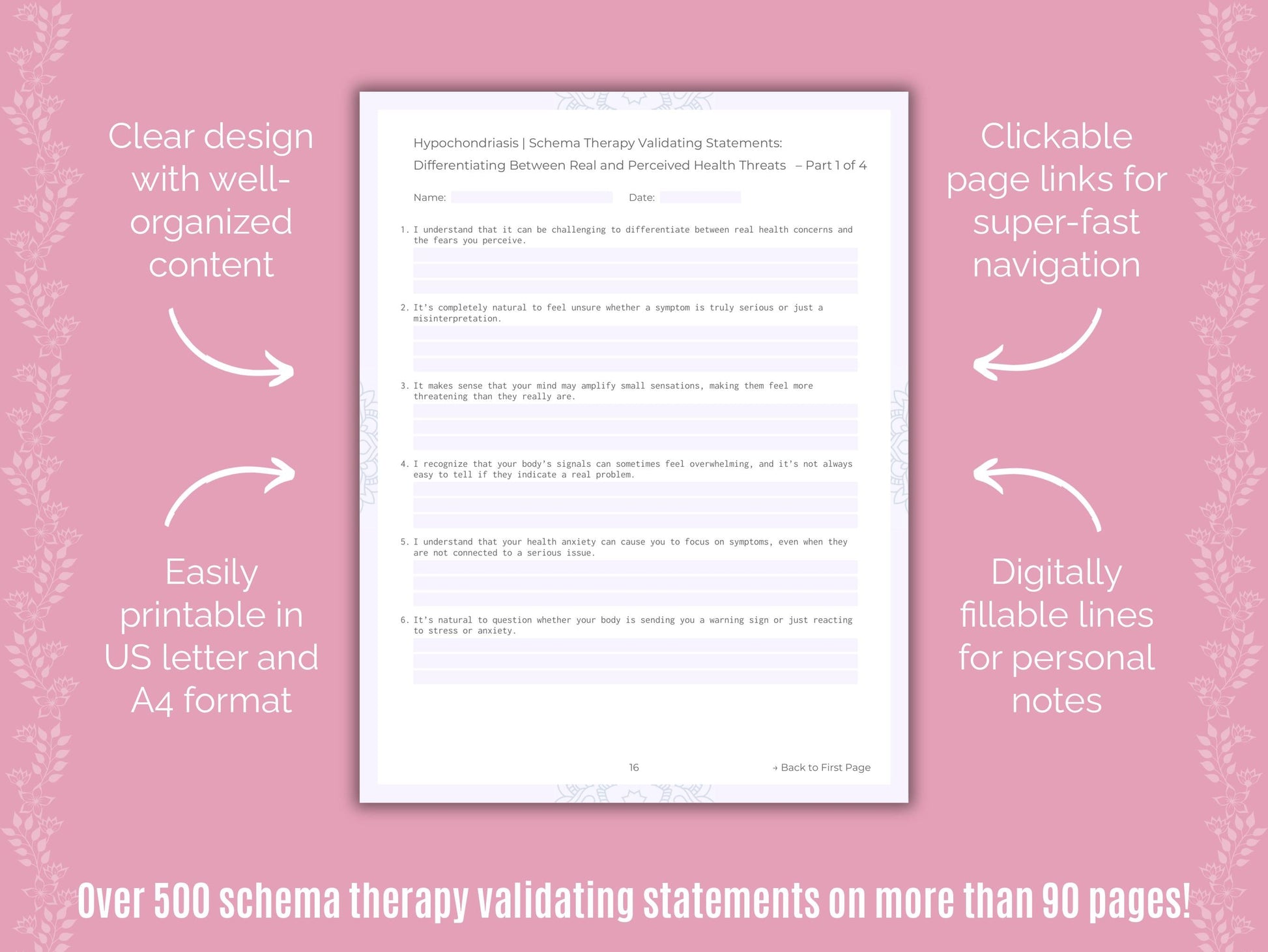 Hypochondriasis Schema Therapy Counseling Templates