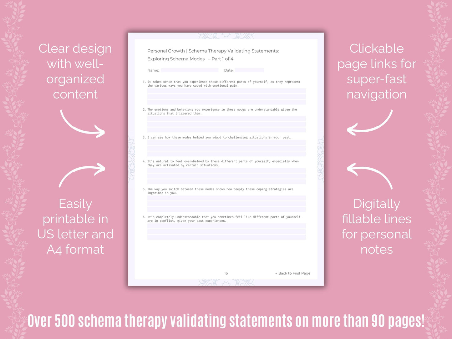 Personal Growth Schema Therapy Counseling Templates