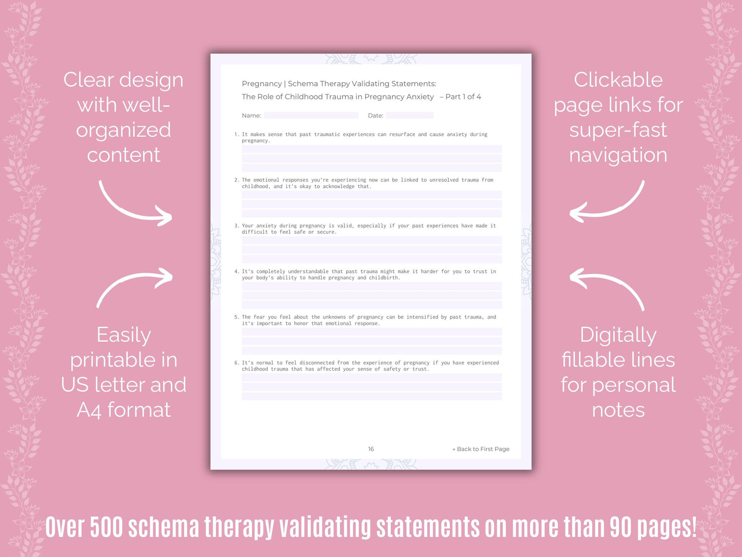 Pregnancy Schema Therapy Counseling Templates