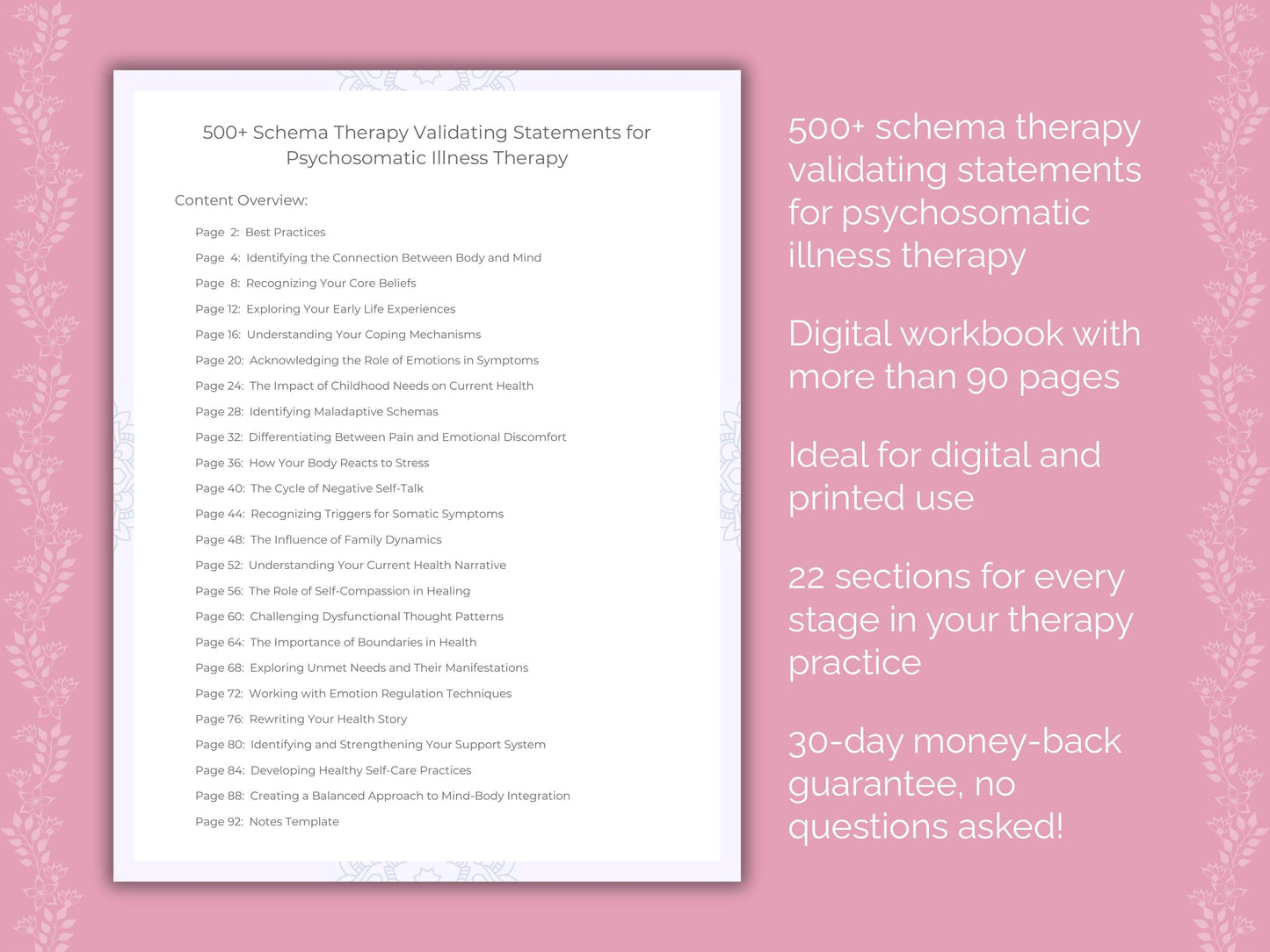 Psychosomatic Illness Schema Therapy Therapist Worksheets