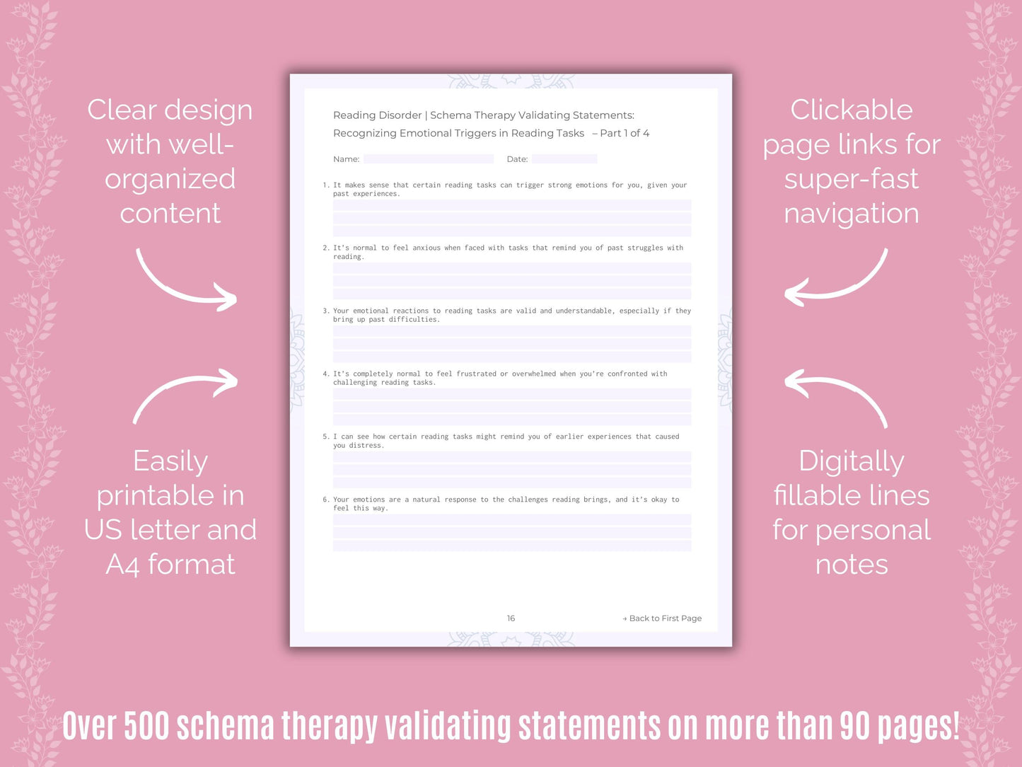 Reading Disorder Schema Therapy Counseling Templates