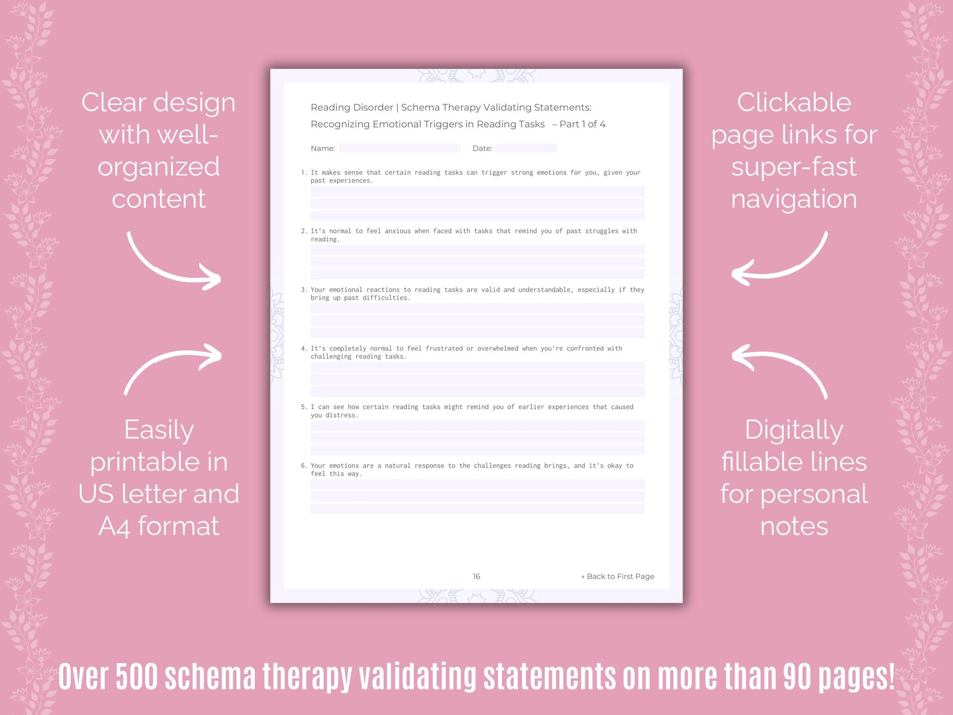 Reading Disorder Schema Therapy Counseling Templates