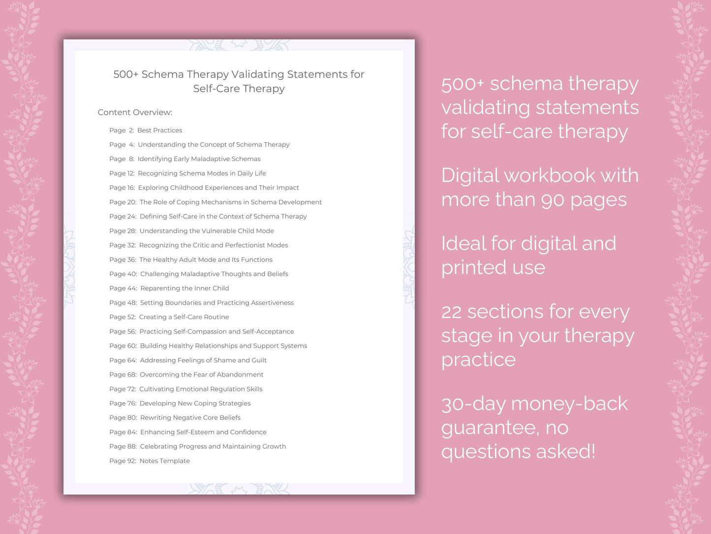 Self-Care Schema Therapy Therapist Worksheets