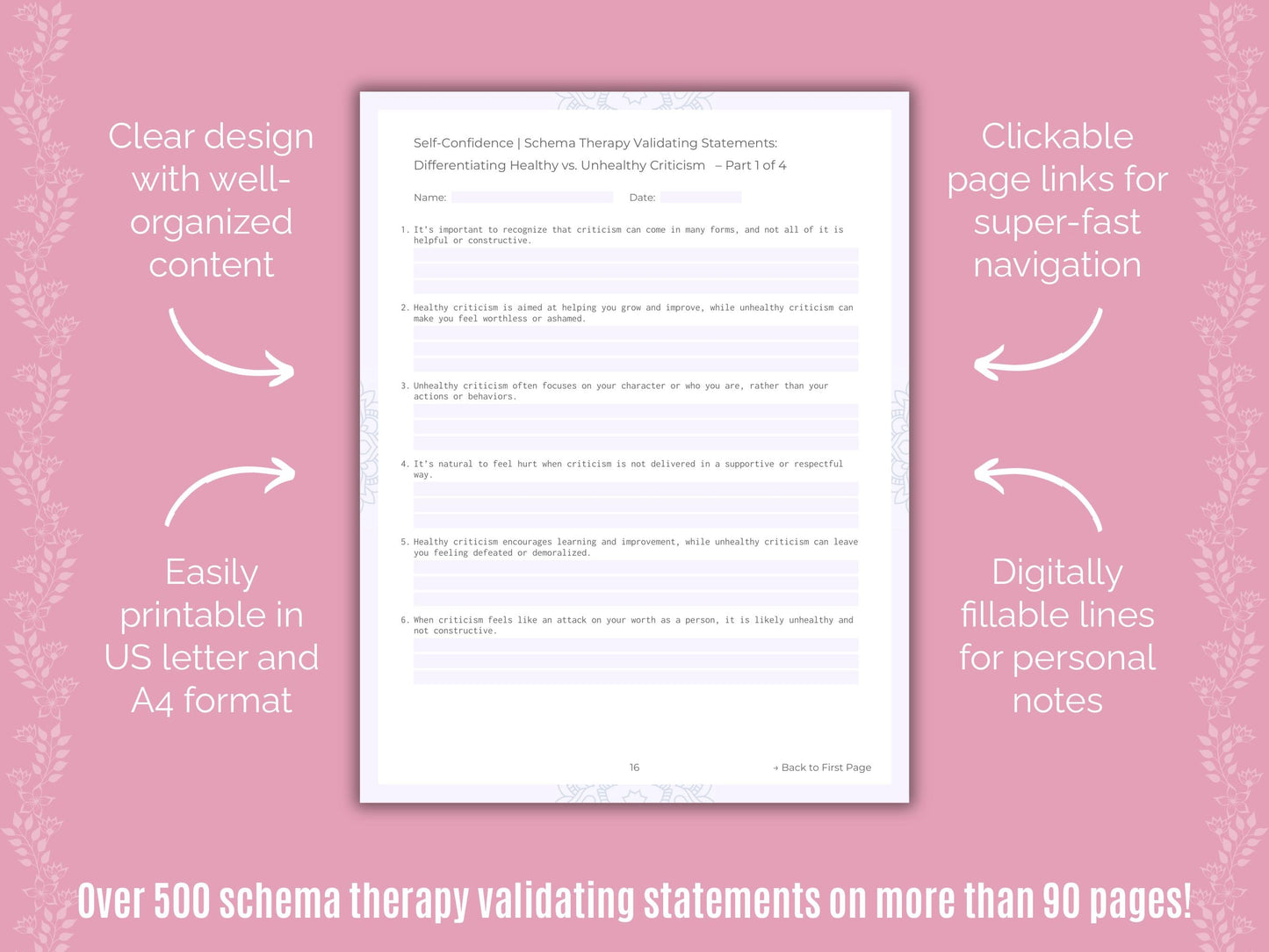Self-Confidence Schema Therapy Counseling Templates