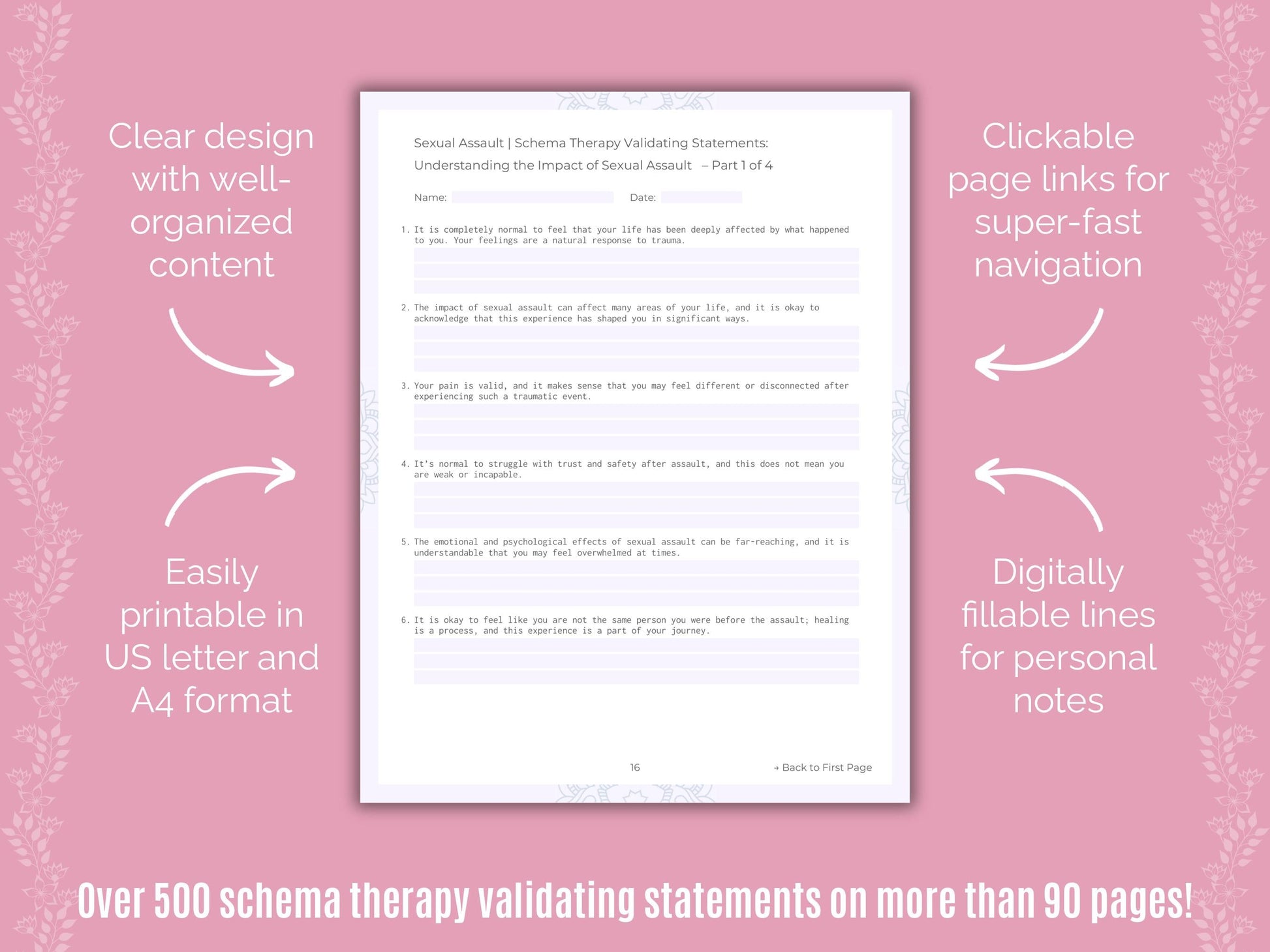 Sexual Assault Schema Therapy Counseling Templates