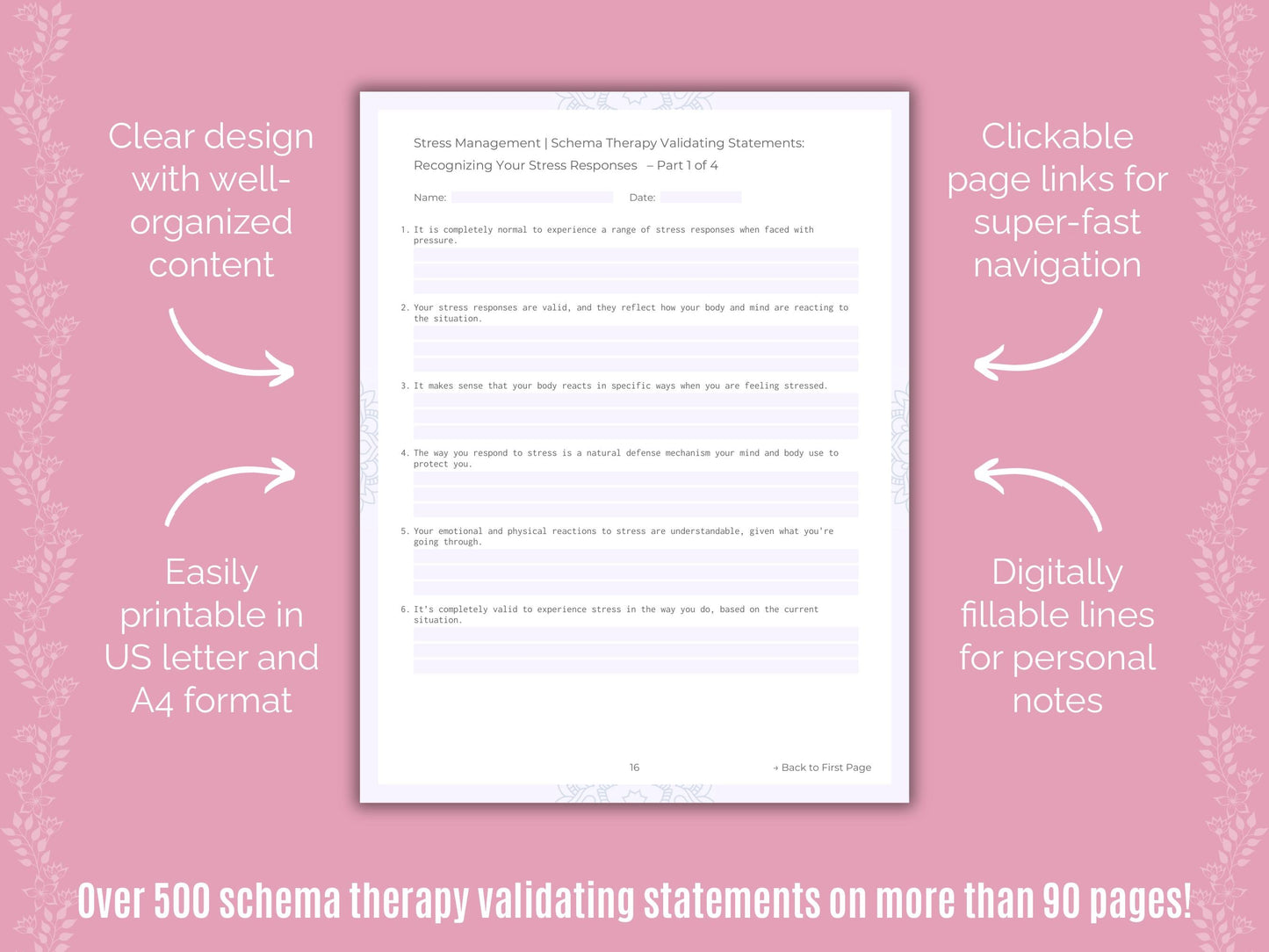 Stress Management Schema Therapy Counseling Templates
