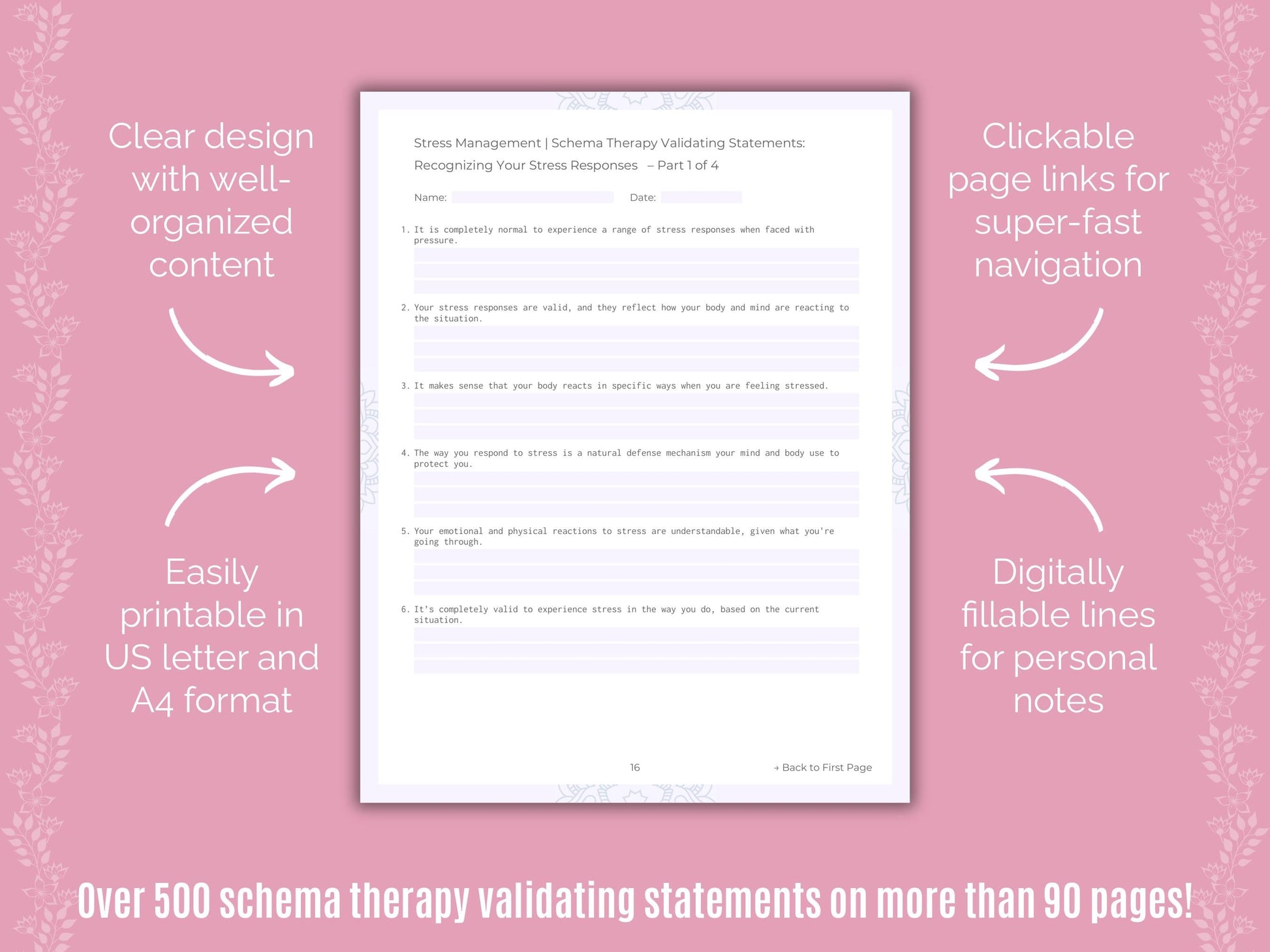Stress Management Schema Therapy Counseling Templates