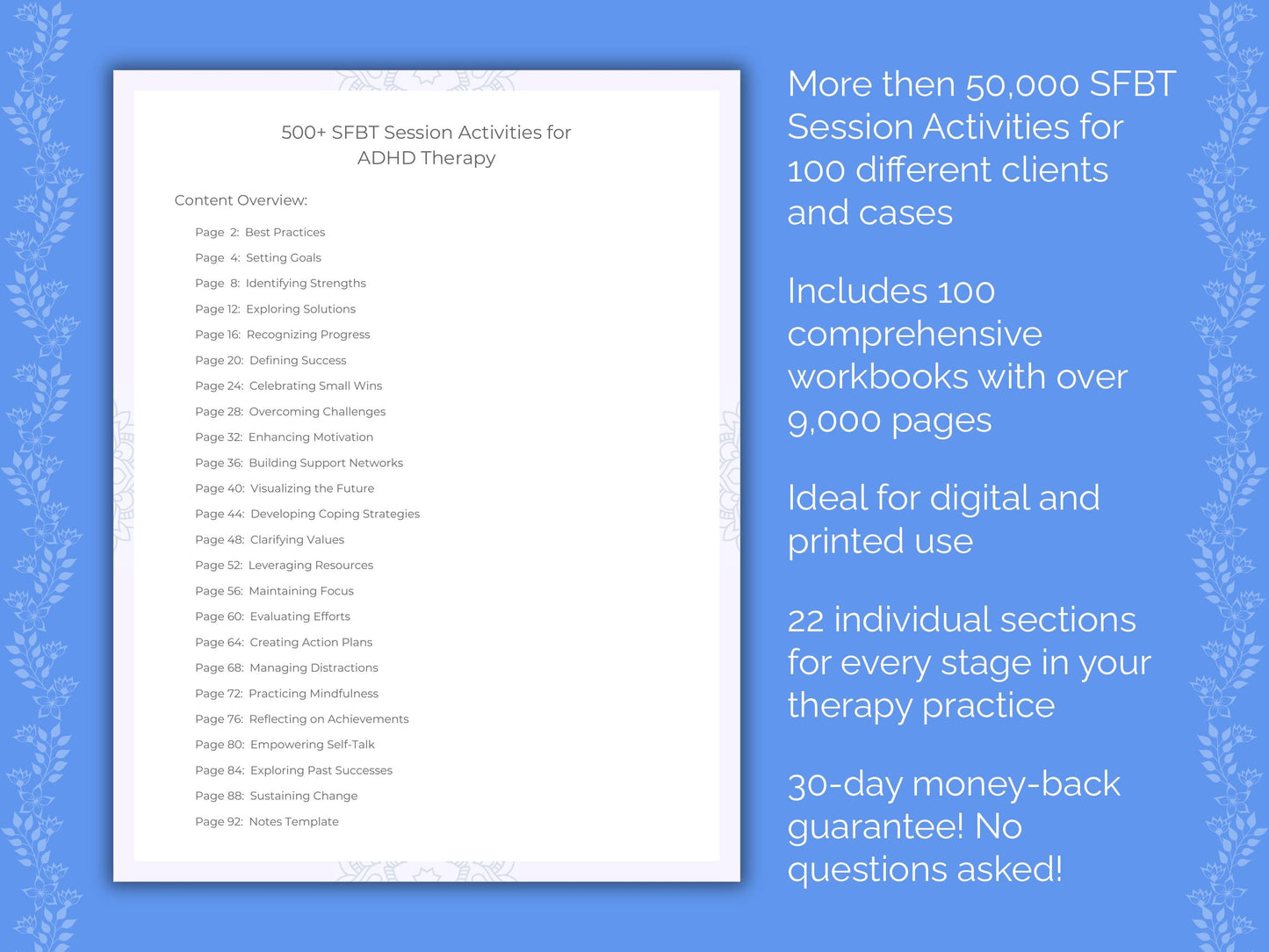 Solution-Focused Brief Therapy (SFBT) Session Activities Counseling Templates