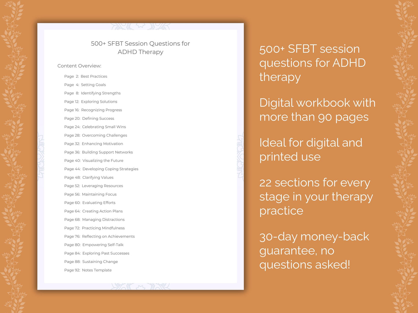 ADHD Solution-Focused Brief Therapy (SFBT) Therapist Worksheets