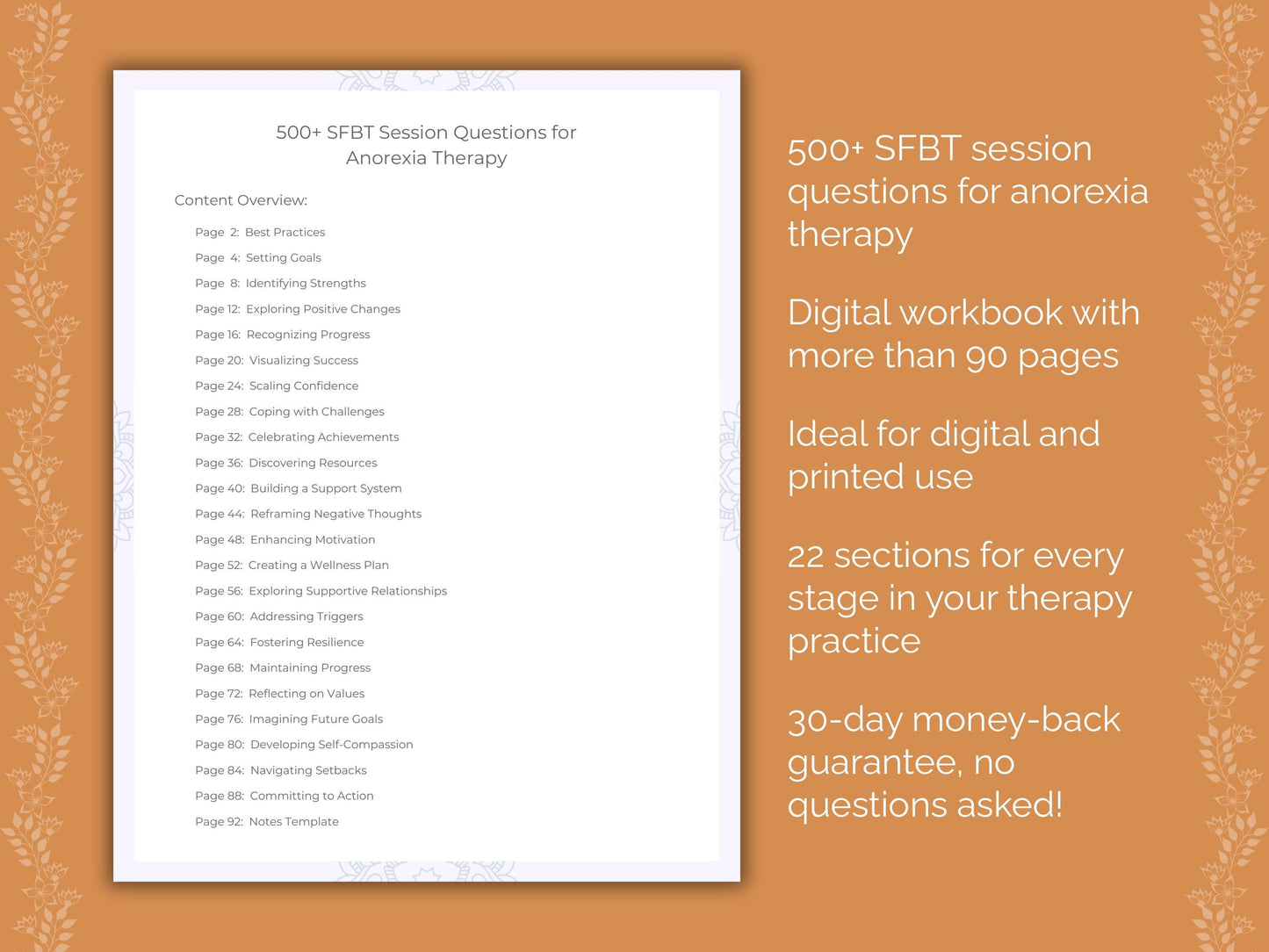 Anorexia Solution-Focused Brief Therapy (SFBT) Therapist Worksheets