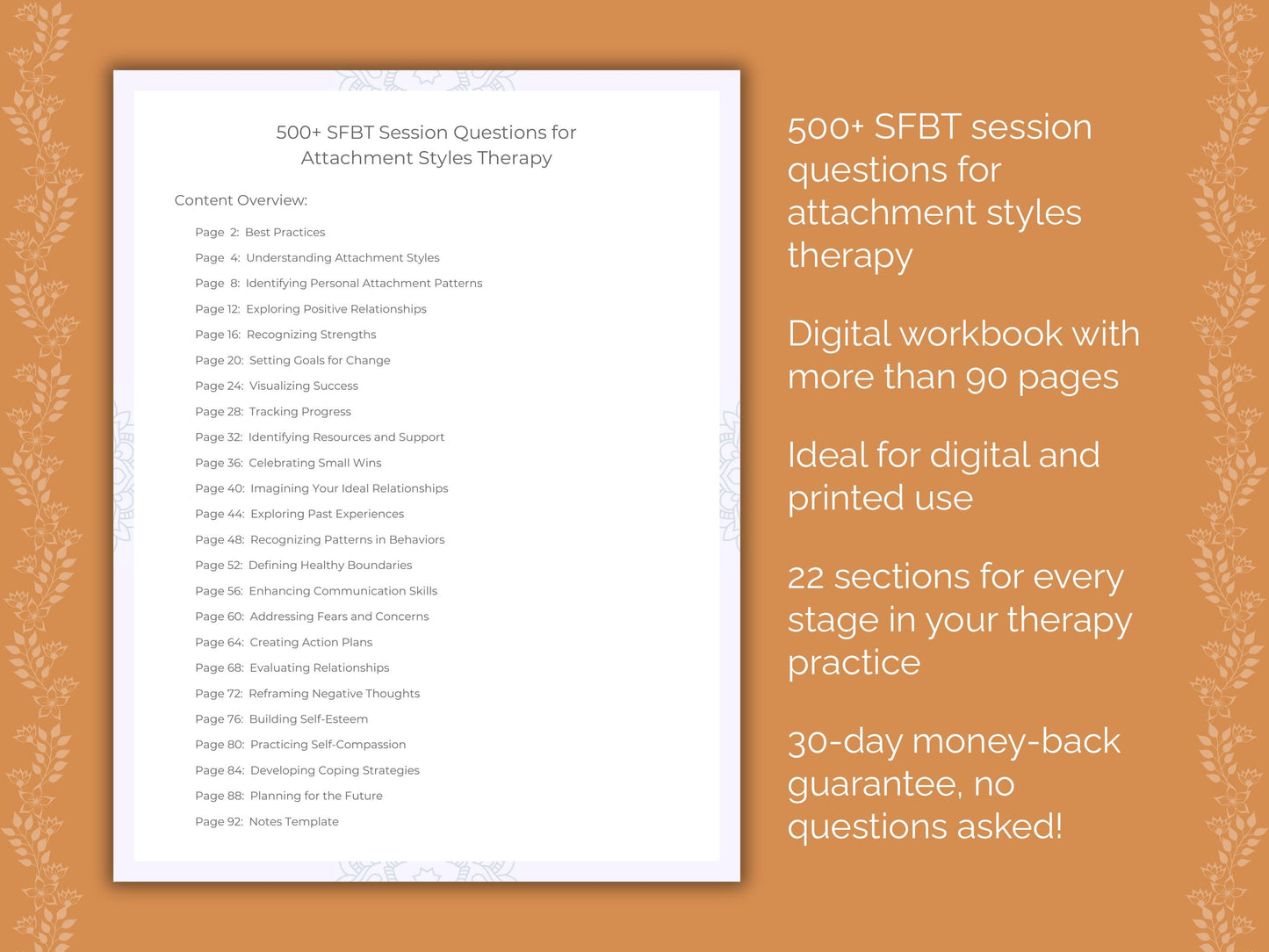 Attachment Styles Solution-Focused Brief Therapy (SFBT) Therapist Worksheets