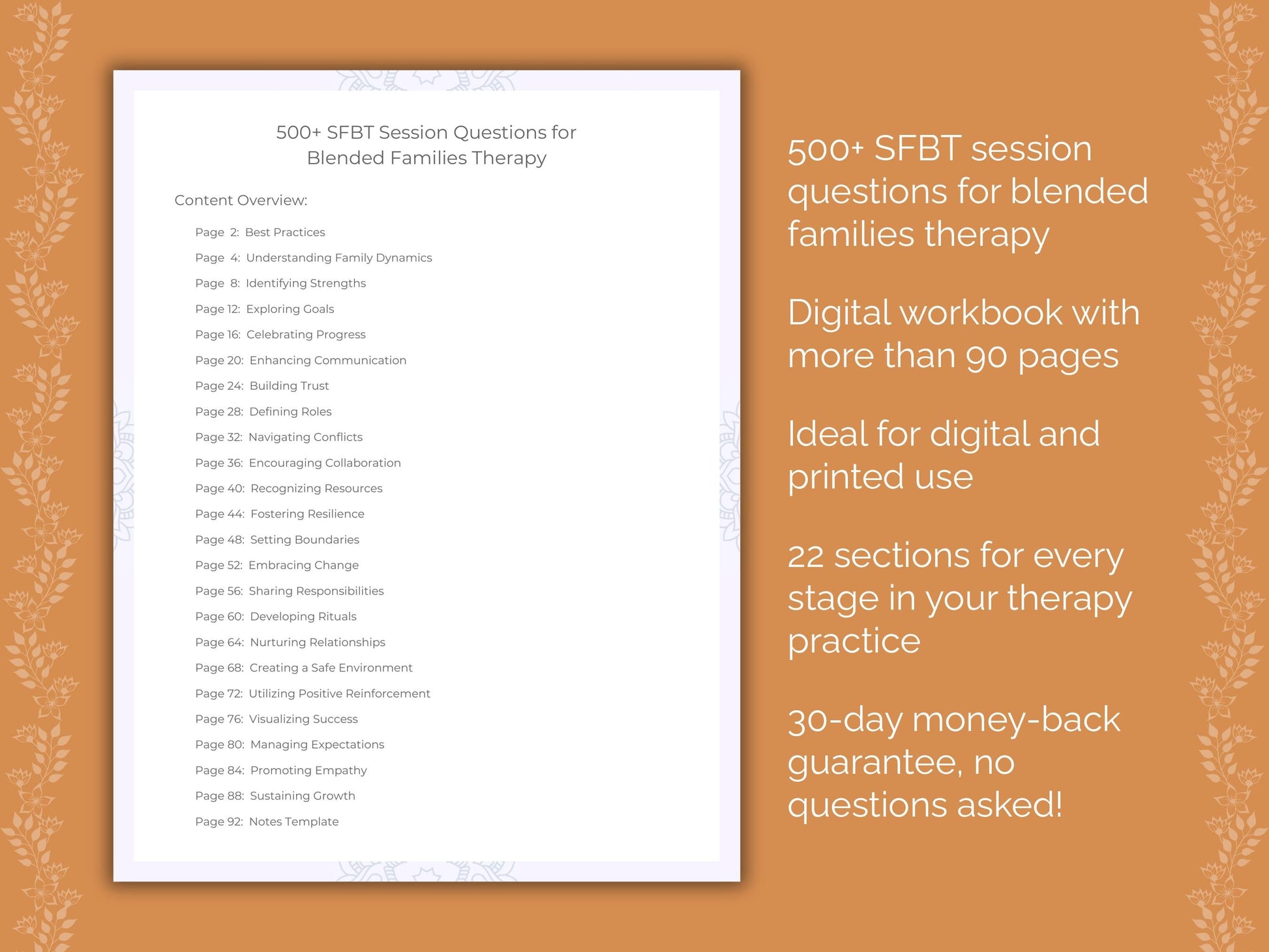 Blended Families Solution-Focused Brief Therapy (SFBT) Therapist Worksheets