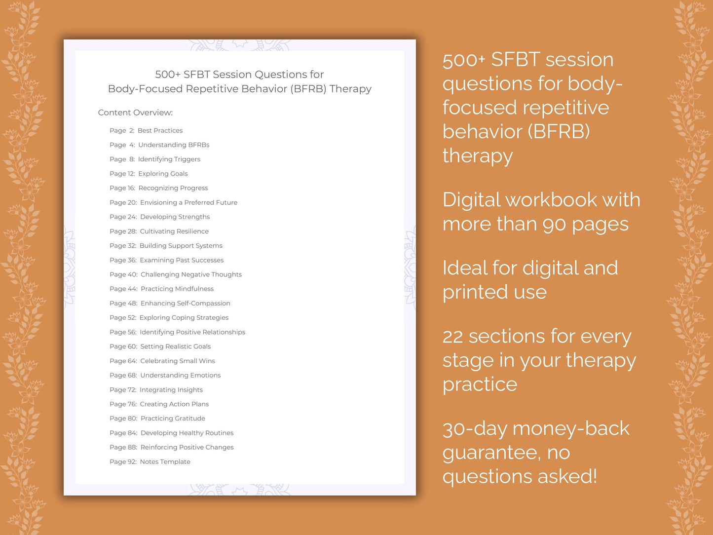 Body-Focused Repetitive Behavior (BFRB) Solution-Focused Brief Therapy (SFBT) Therapist Worksheets