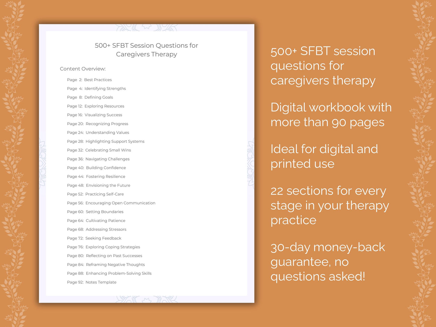 Caregivers Solution-Focused Brief Therapy (SFBT) Therapist Worksheets