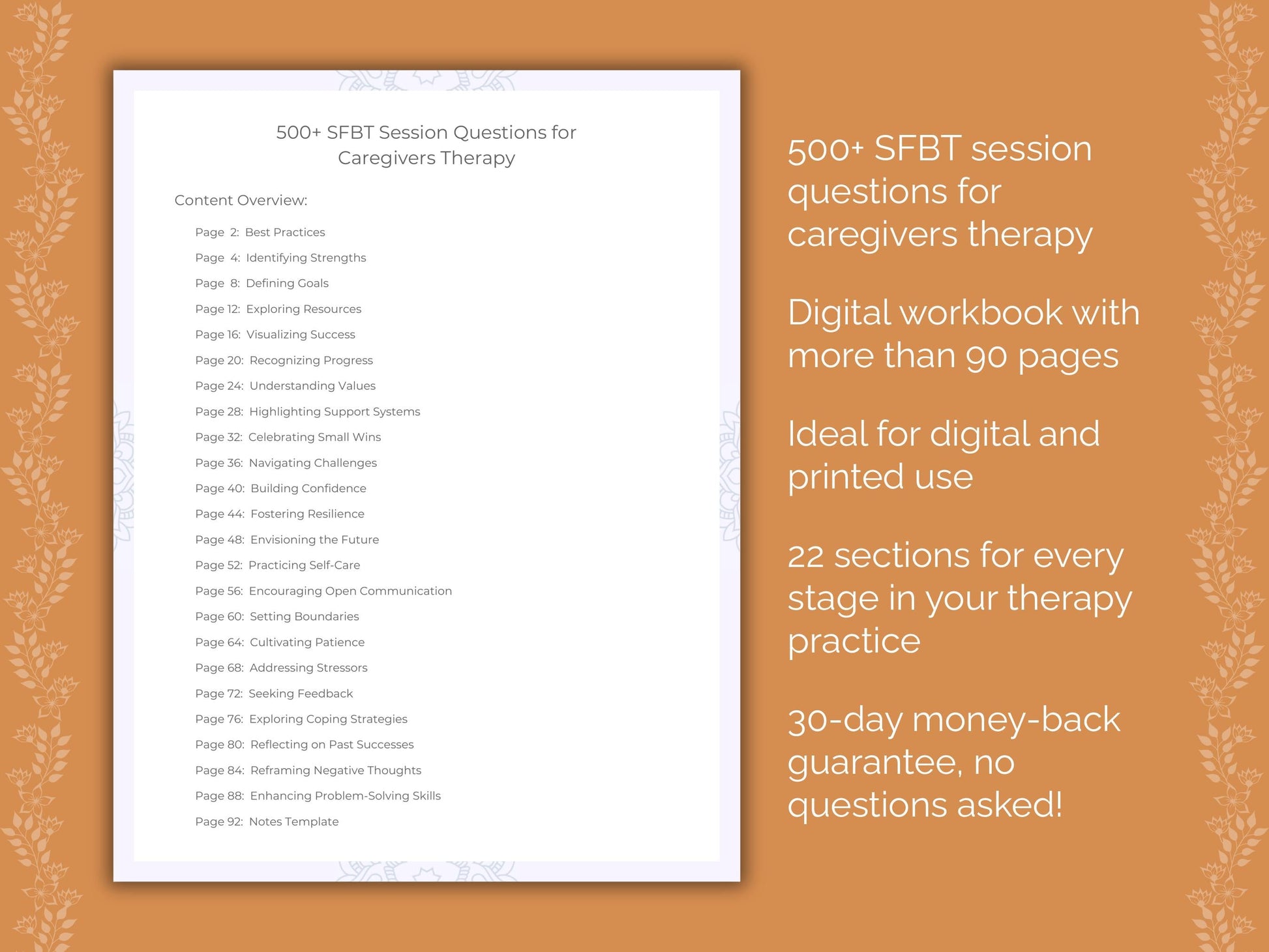 Caregivers Solution-Focused Brief Therapy (SFBT) Therapist Worksheets