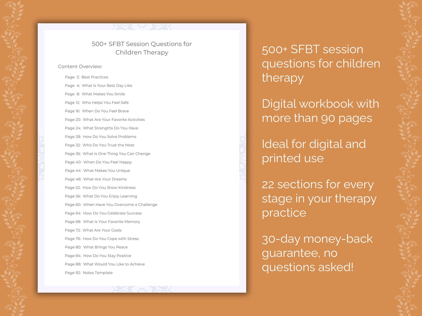 Children Solution-Focused Brief Therapy (SFBT) Therapist Worksheets
