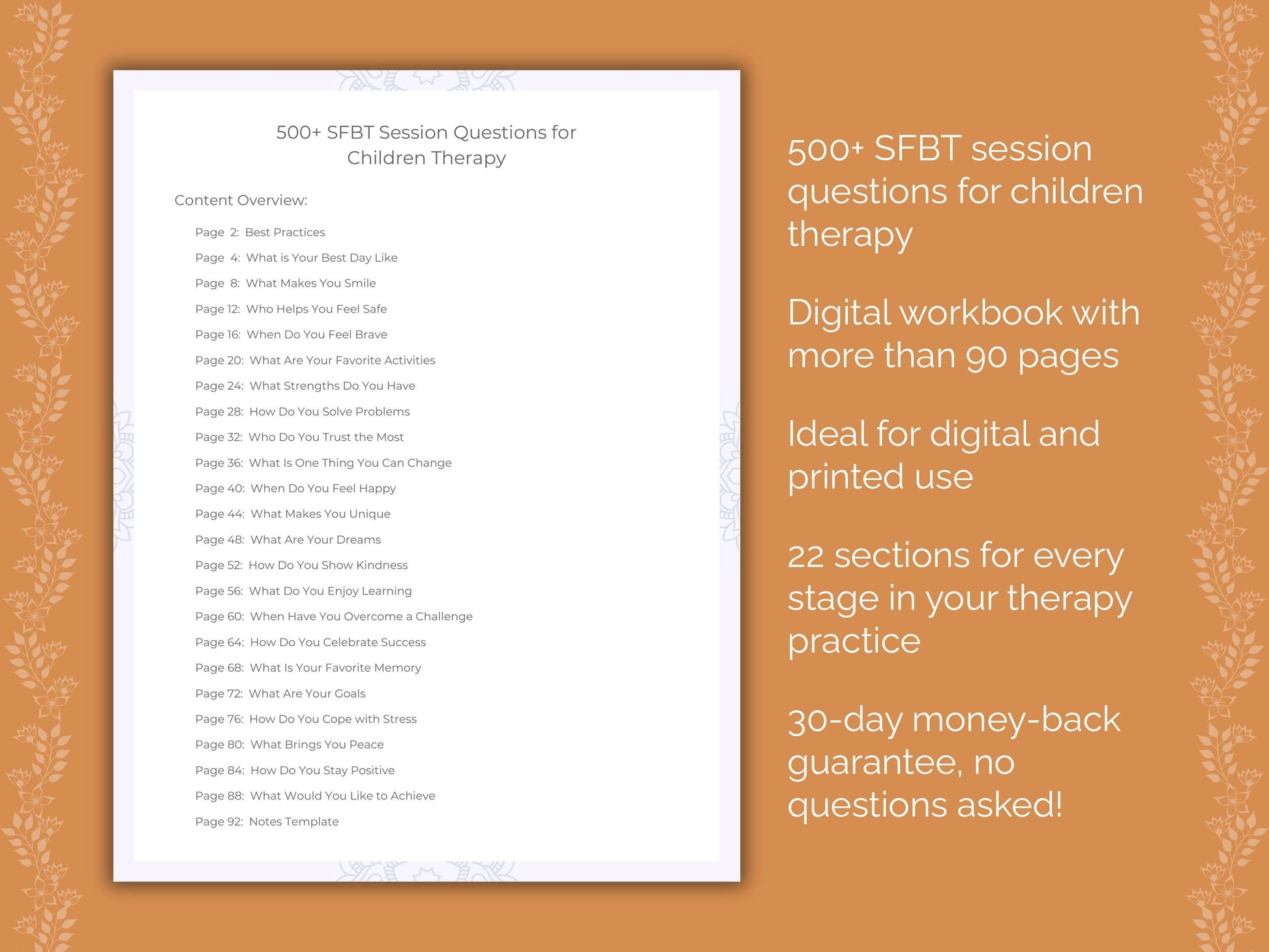 Children Solution-Focused Brief Therapy (SFBT) Therapist Worksheets