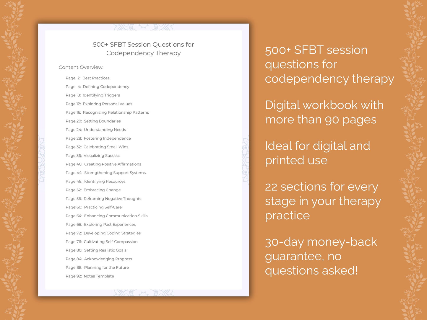 Codependency Solution-Focused Brief Therapy (SFBT) Therapist Worksheets