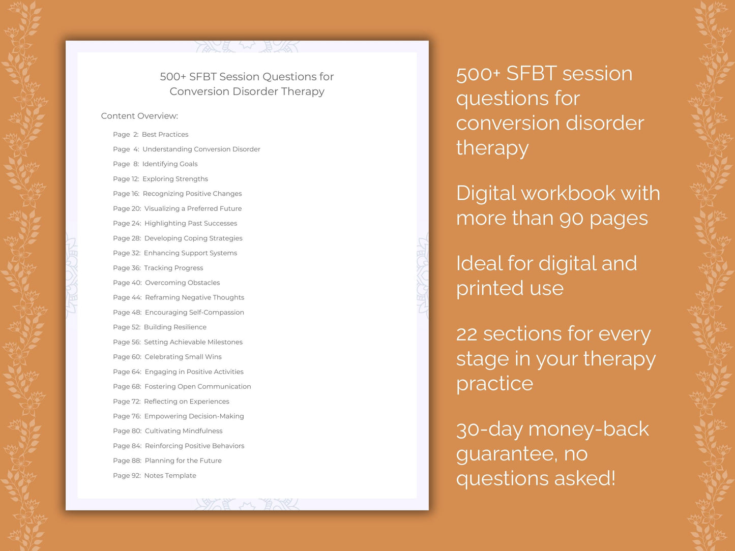 Conversion Disorder Solution-Focused Brief Therapy (SFBT) Therapist Worksheets