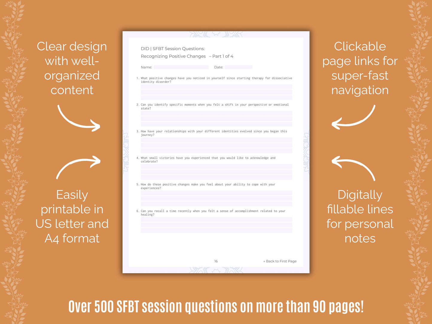 Dissociative Identity Disorder (DID) Solution-Focused Brief Therapy (SFBT) Counseling Templates