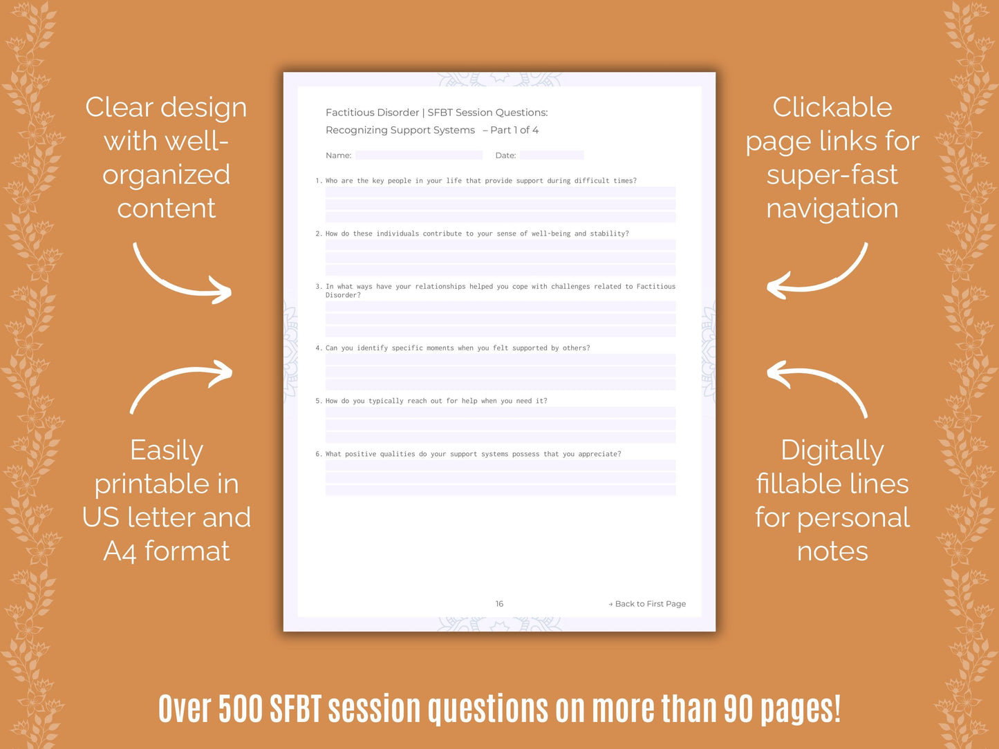 Factitious Disorder Solution-Focused Brief Therapy (SFBT) Counseling Templates